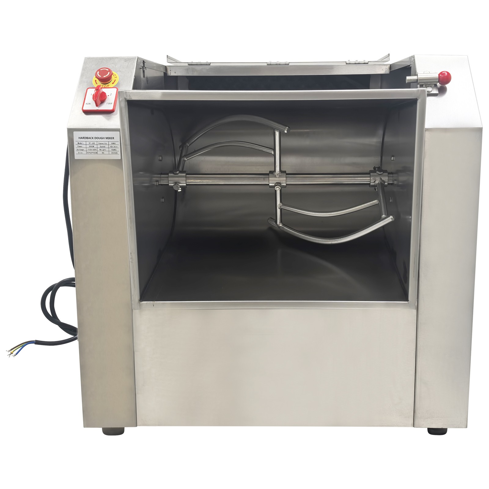 Upgraded! 50KG Commercial Dough Mixer 110V Food Mixer Flour Mixer 90° Tilt Bowl