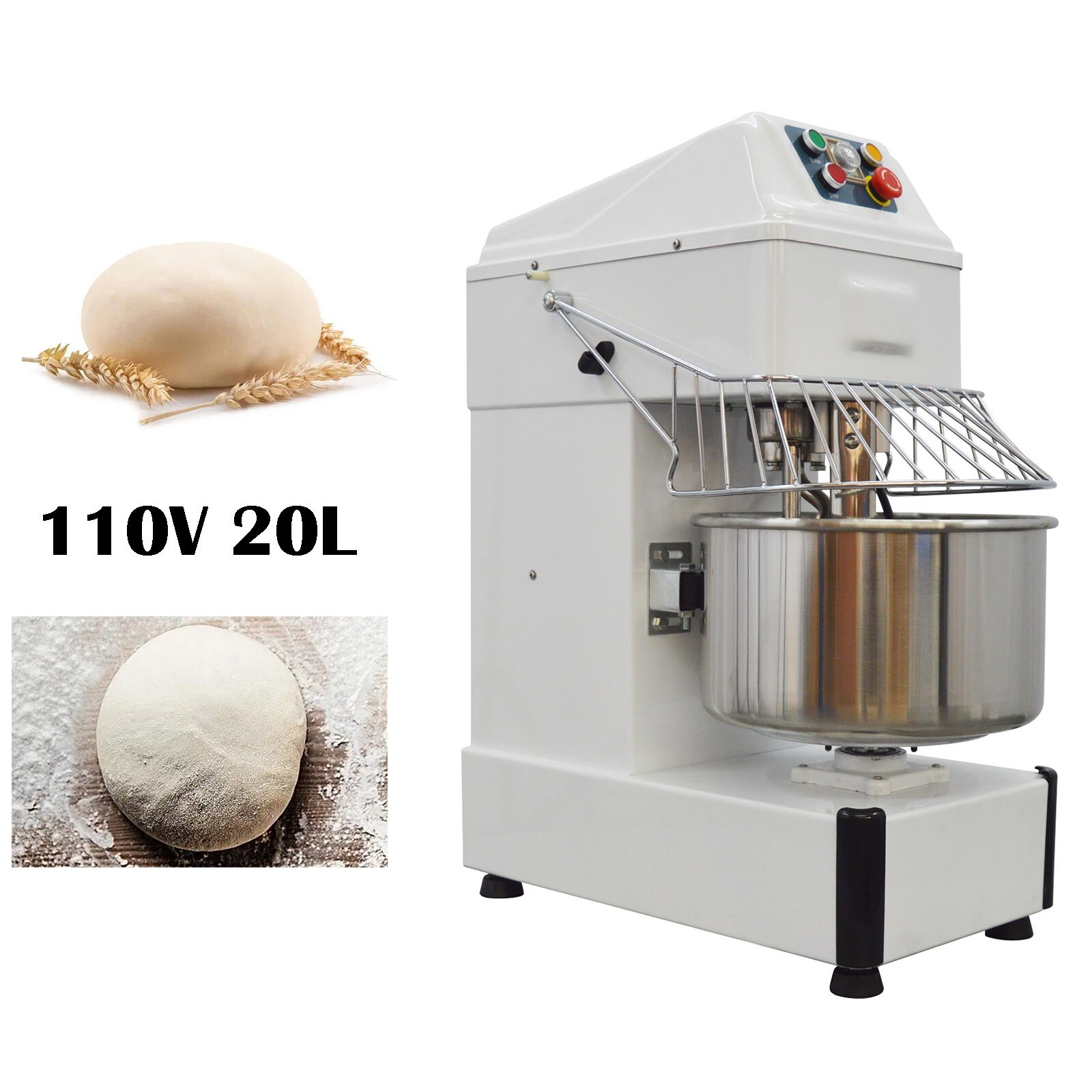 20L Commercial Double Speed Dough Mixer Food Dough Kneading Machine 110V 2HP