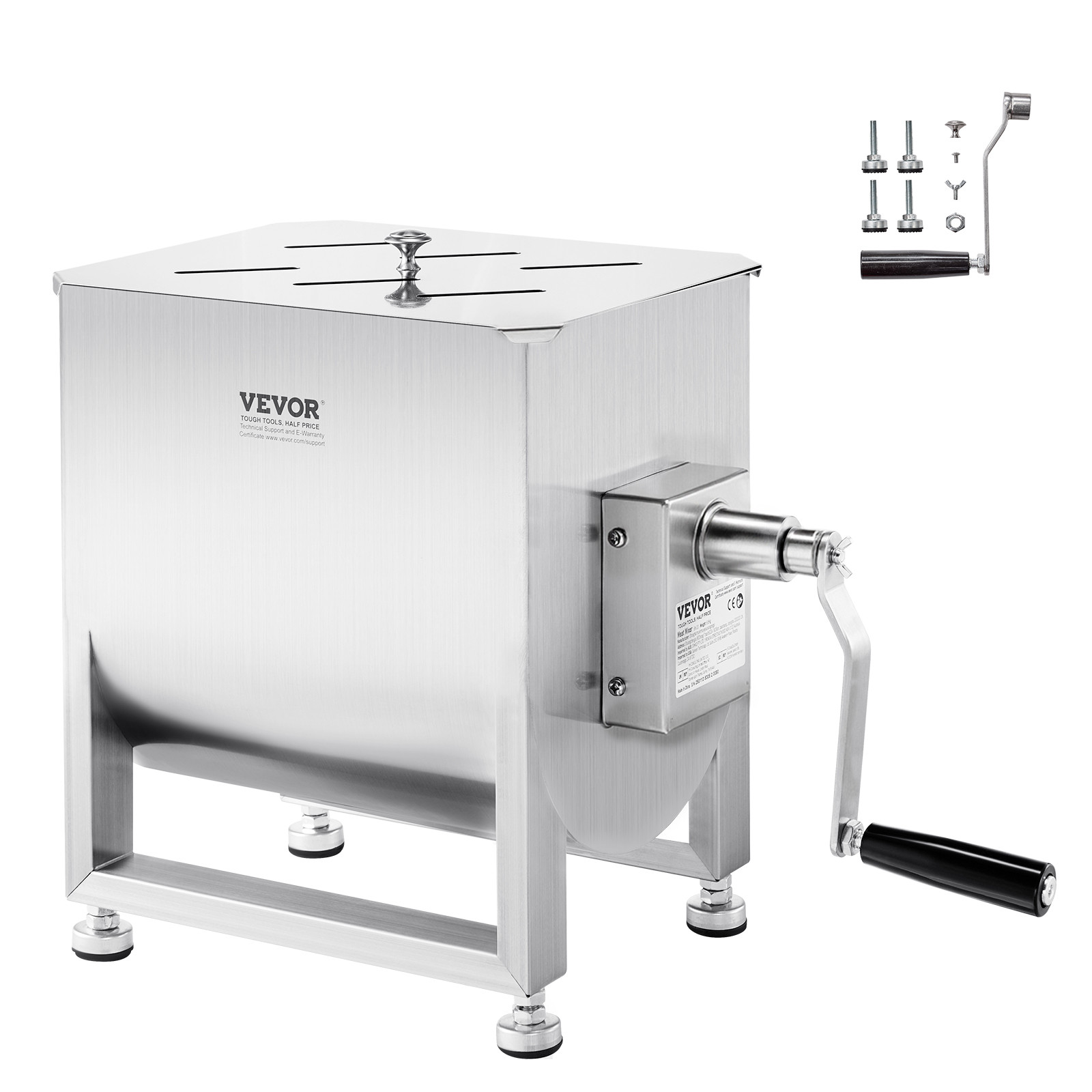 VEVOR Manual Meat Mixer Fixed Tank Mixing Max 30LB for Meat Sausage Mixer