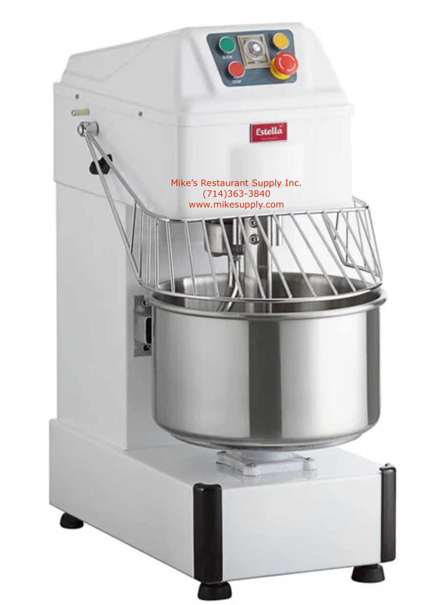 20 Quart 28 LB Spiral QT Dough Mixer 2 Speed Estella SM20 120V 2HP Rotating Bowl