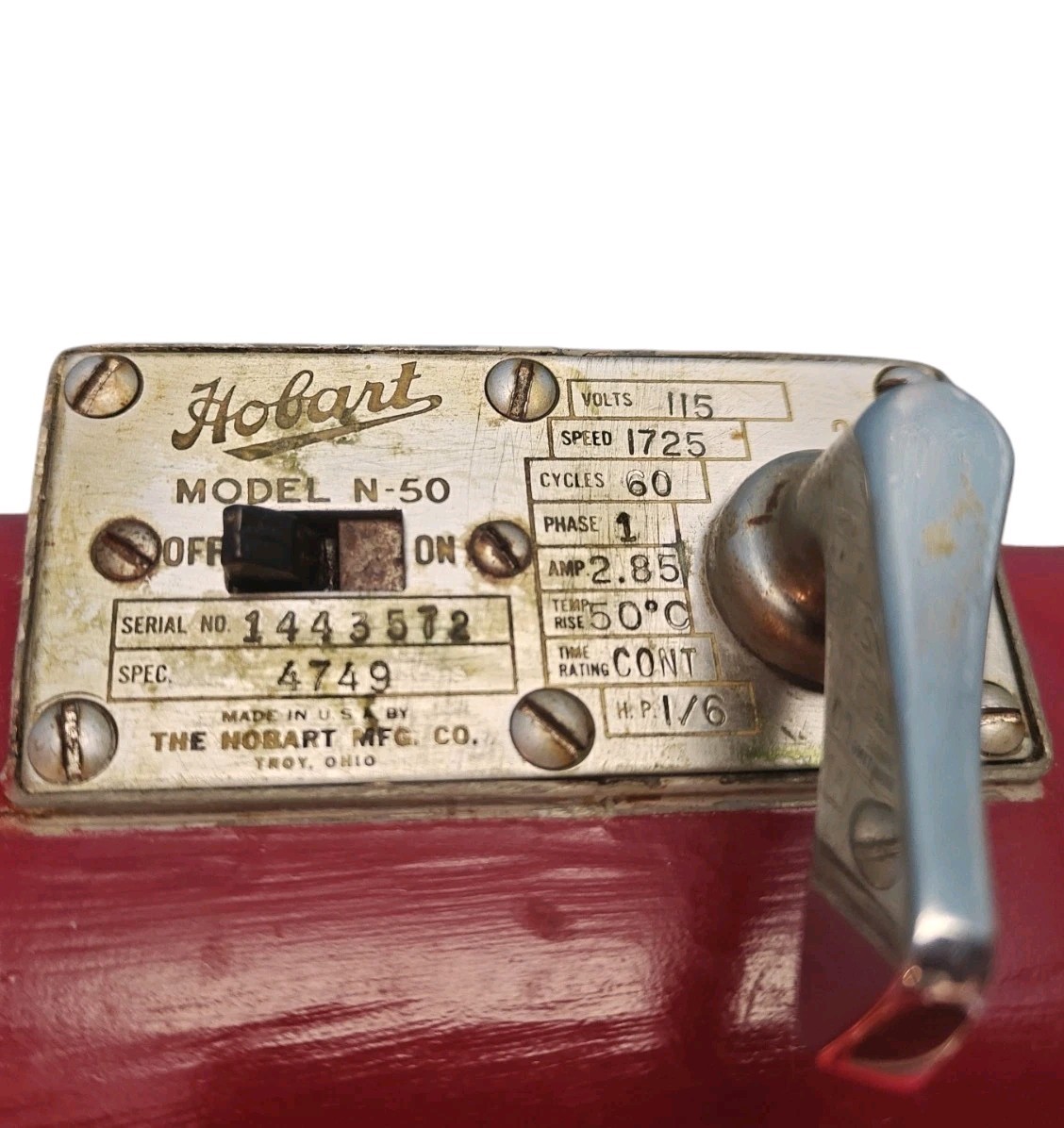 HOBART N50 5 Quart Mixer !!RARE CHERRY RED!! – Tested and Working – Mixer ONLY