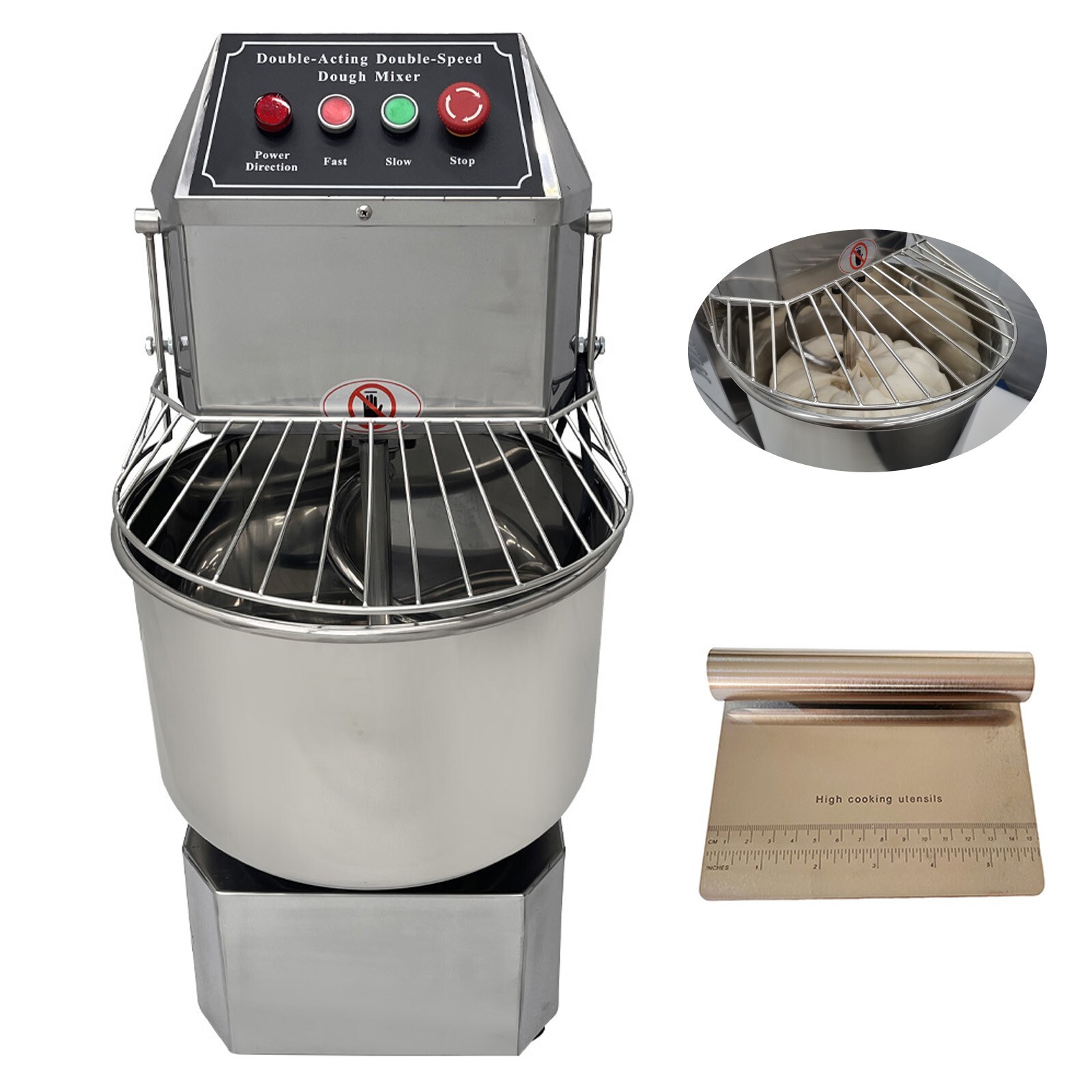 110V 30L Commercial Dough Mixer Food Preparation Double Speed Spiral Dough Mixer