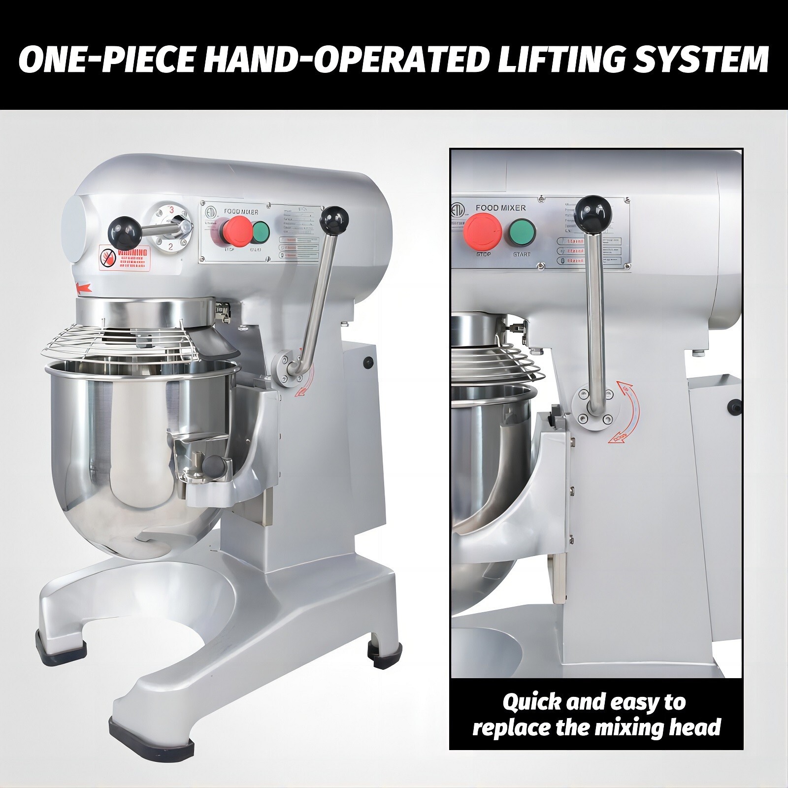 Clivia Dough Food Mixer 3 Speed 10Qt Gear Driven Pizza Bakery Machine 400W
