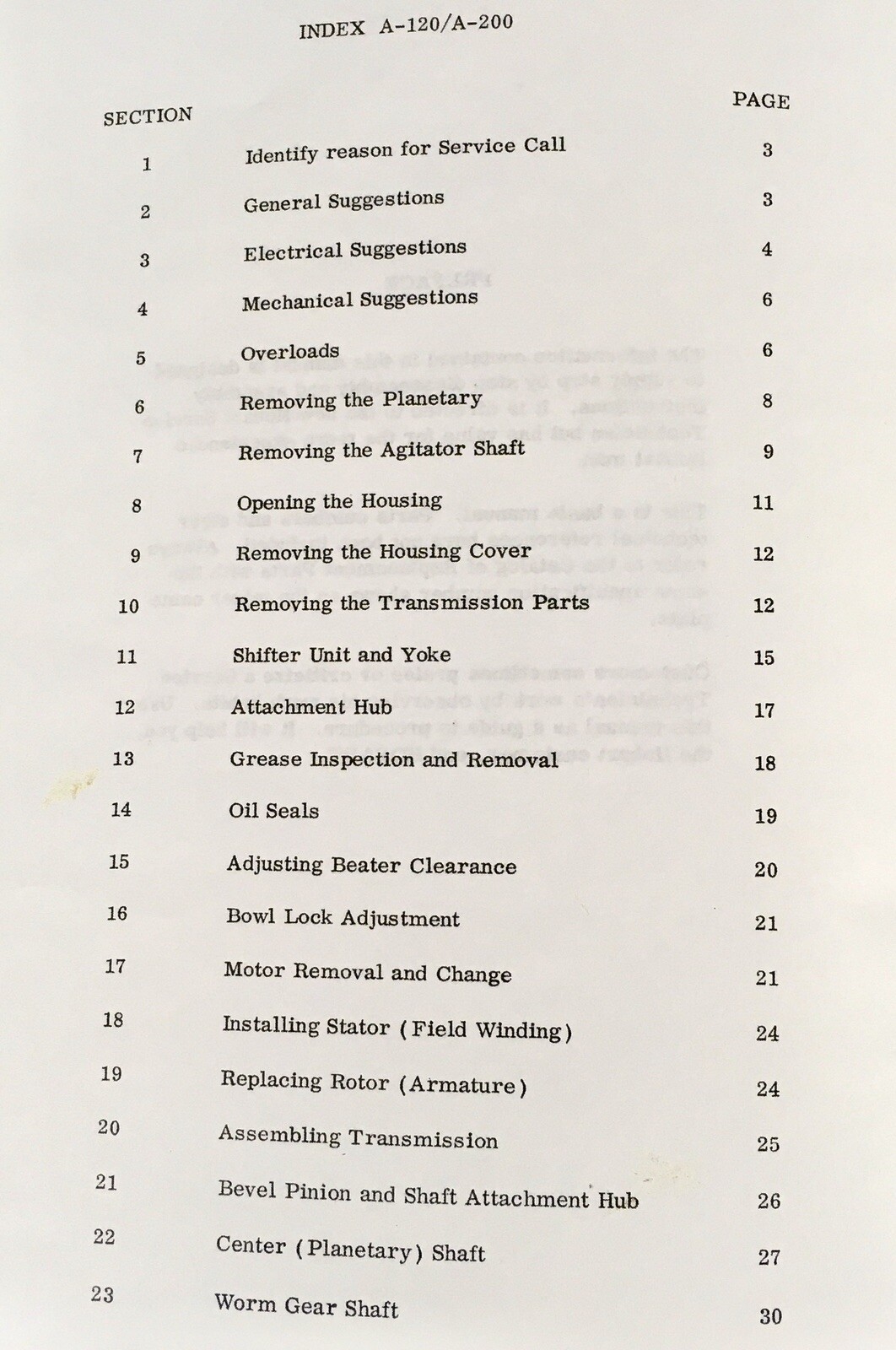 Hobart A120 A200 Mixer Shop Manual Technical Service Repair Book