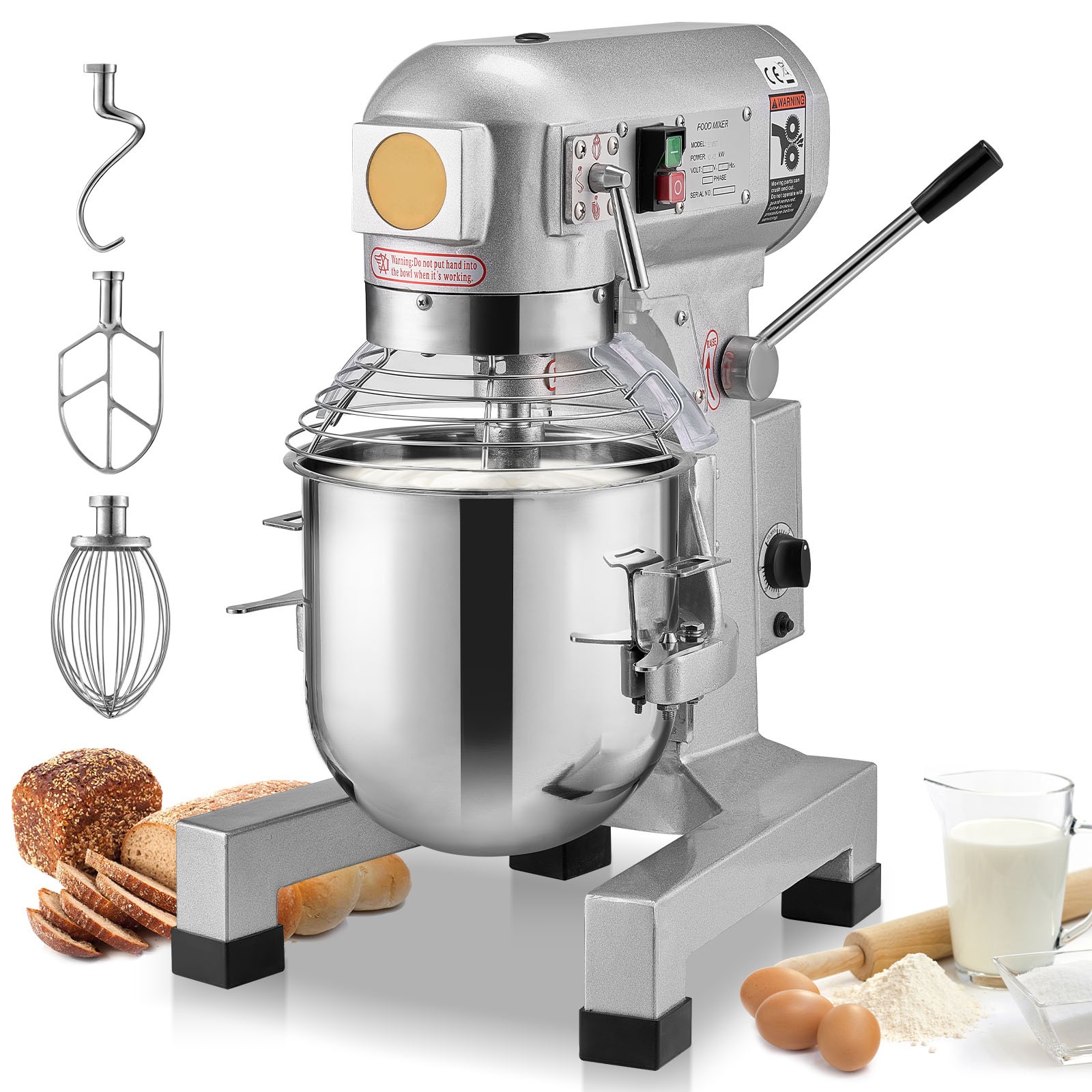 Uimoso 30QT Commercial 3-Speed Stand Electric Dough Mixer 1100W for Bakery Pizza