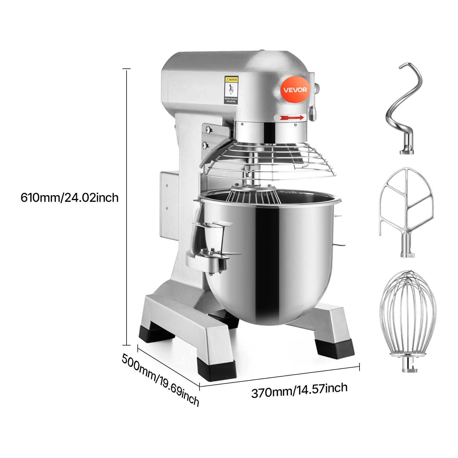 VEVOR Commercial Mixer 10Qt Mixer 3 Speed Dough Food mixer Pizza Bakery 450W