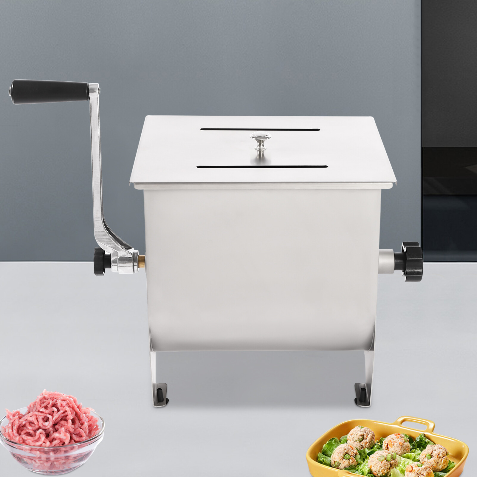 20LB Manual Meat Mixer Hand Meat Sausage Mixer Machine Stainless Steel W/Handle