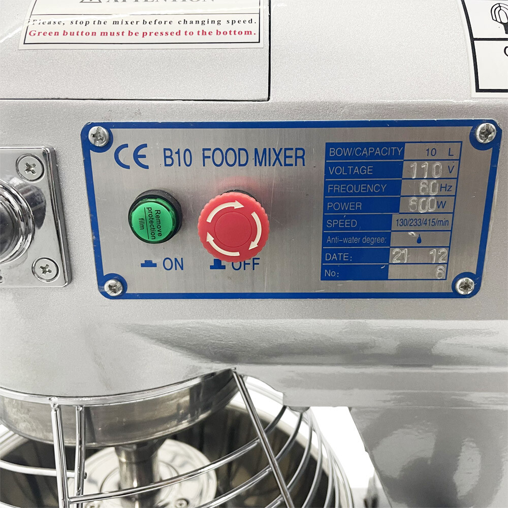 Dough Kneading Machine Commercial Dough Food Mixer 10L Bakery Blender 110V 450W