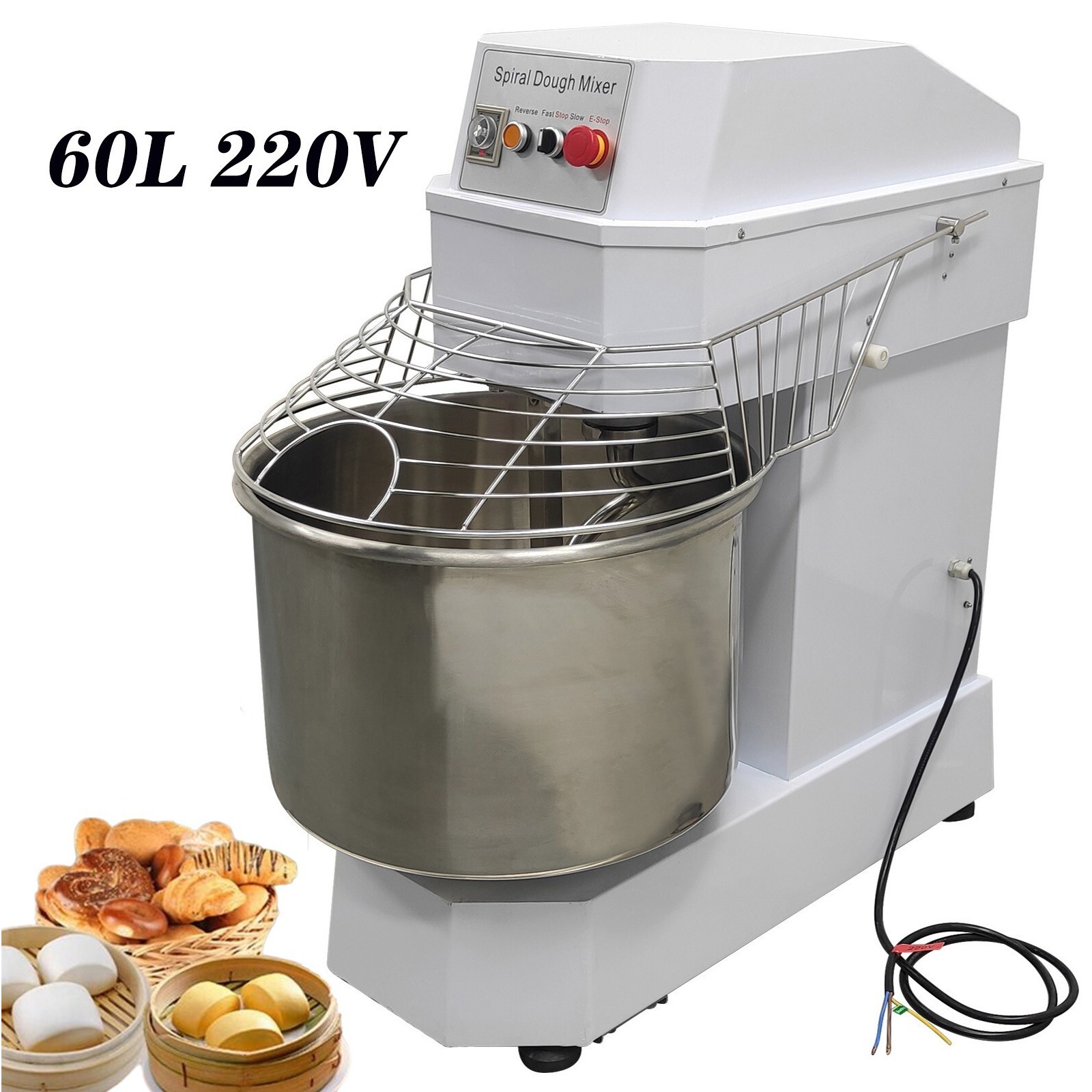 60L Electric Dough Mixer,Microcomputer Dual Speed Dual Action Flour Mixer 220V