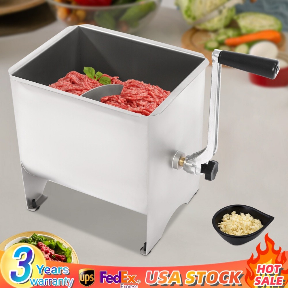 20LB Manual Meat Mixer Hand Meat Sausage Mixer Machine Stainless Steel W/Handle