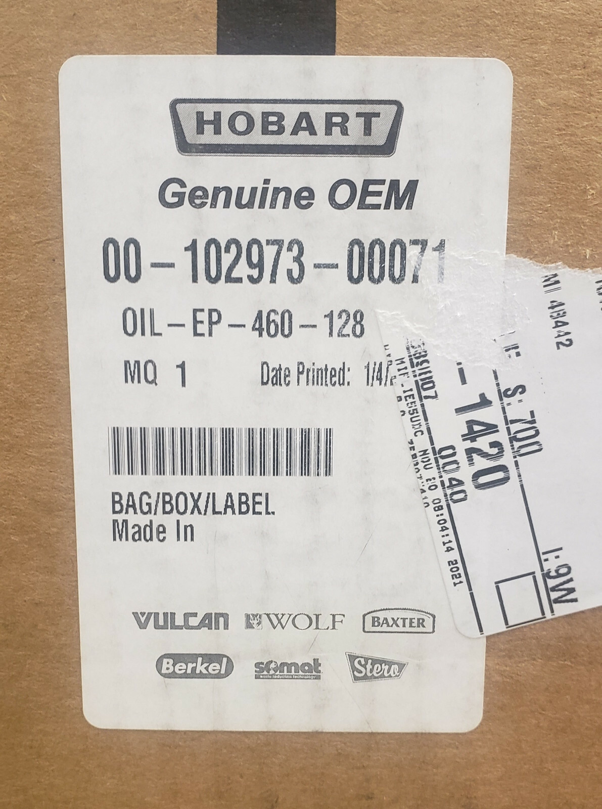 Hobart Mixer Gear Oil Gear Box & Planetary H600 L800 P660 M802 V1401 # 102973