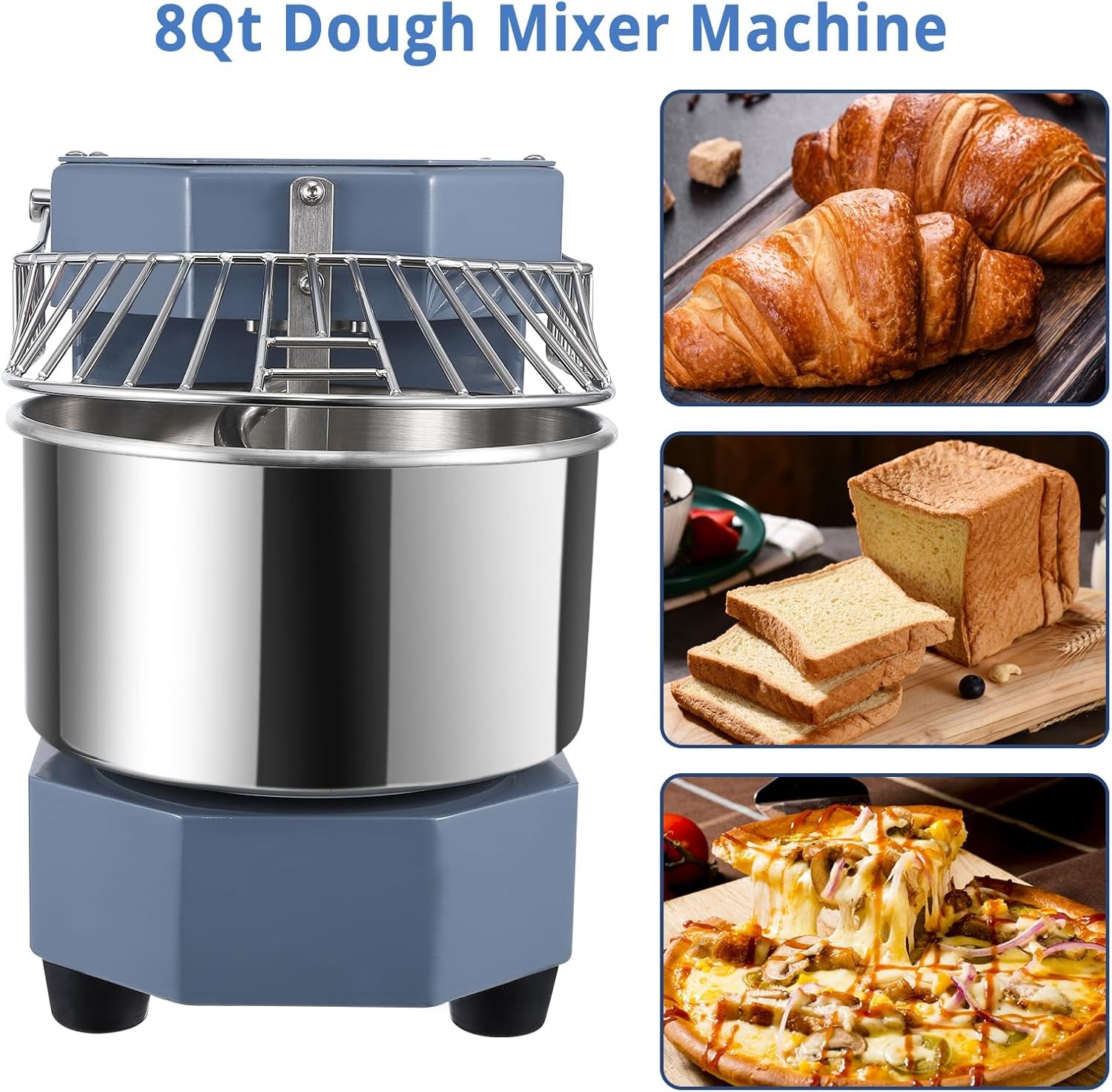Commercial Dough Mixer 10.5Qt 650W Dual Rotating Kneading Machine Stand Mixer