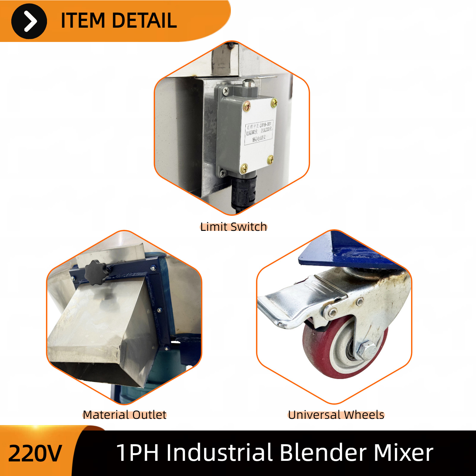 Industrial Plastic Pellet Mixer 220V 1PH Vertical Blender for Plastic Processing