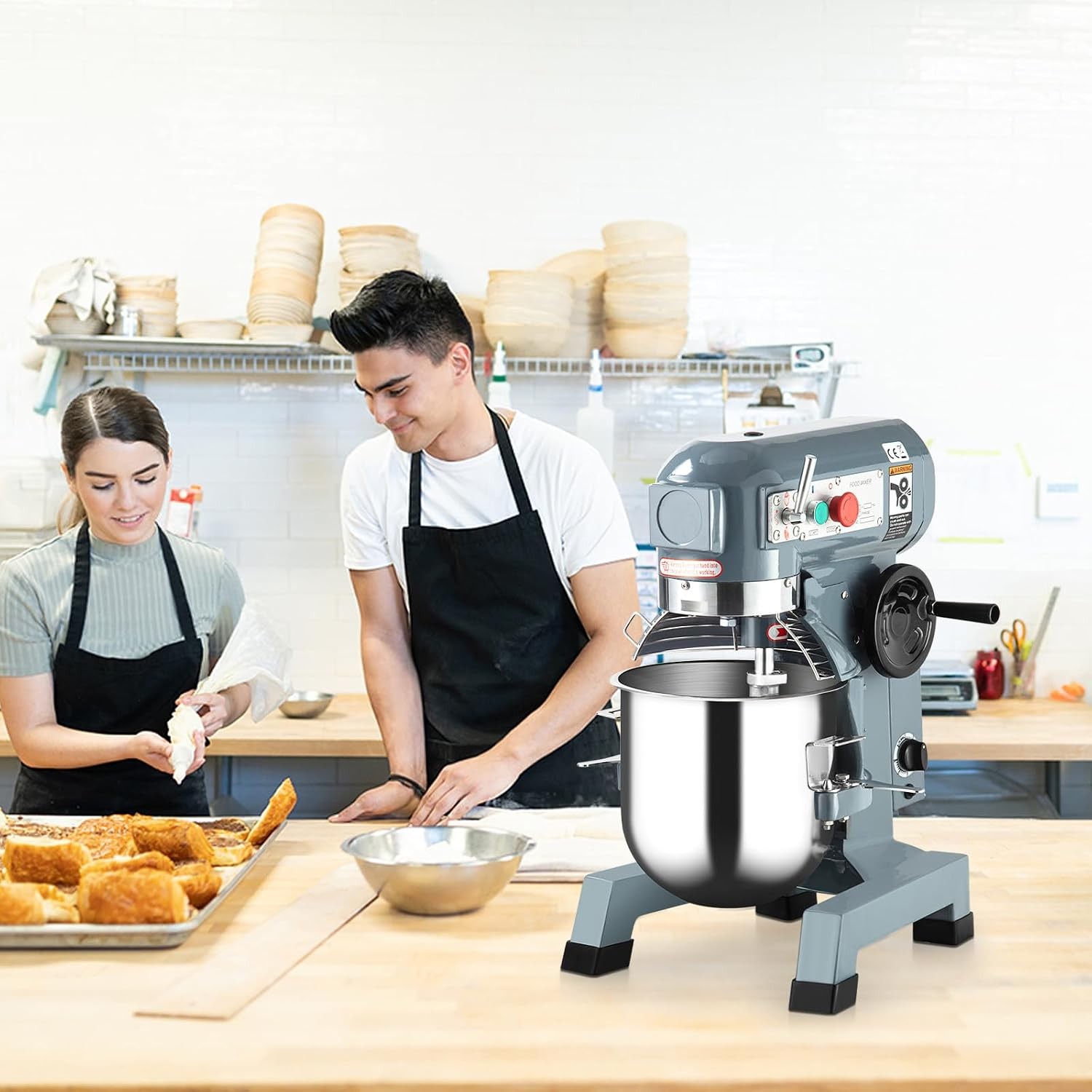 15QT Commercial Food Mixer,450W 3Speeds Adjustable Heavy Duty Electric FoodMixer