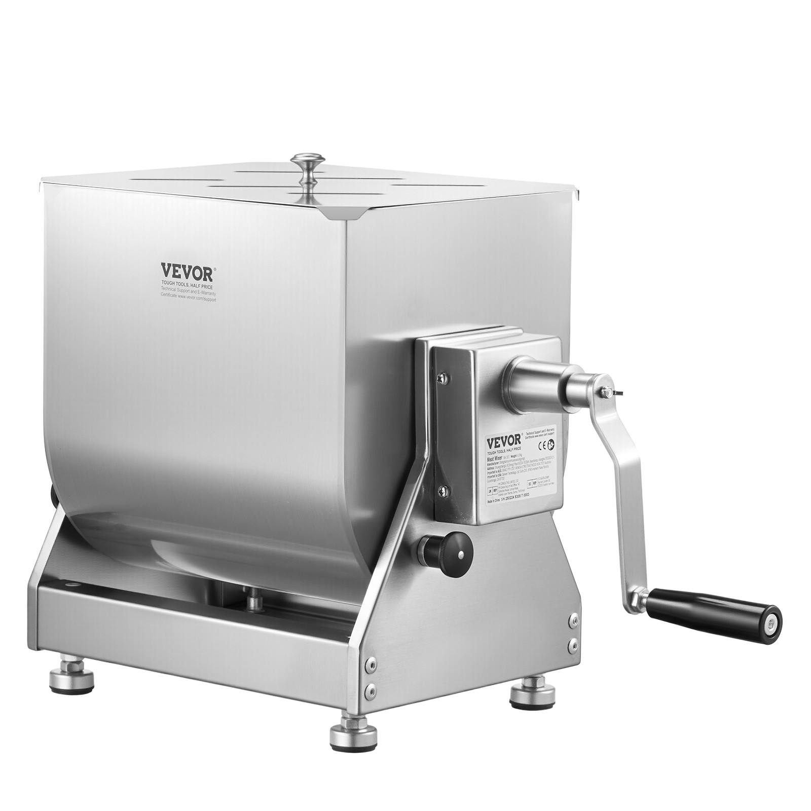 VEVOR Manual Meat Mixer Tilt Tank Mixing Max 60LB for Meat Sausage Mixer
