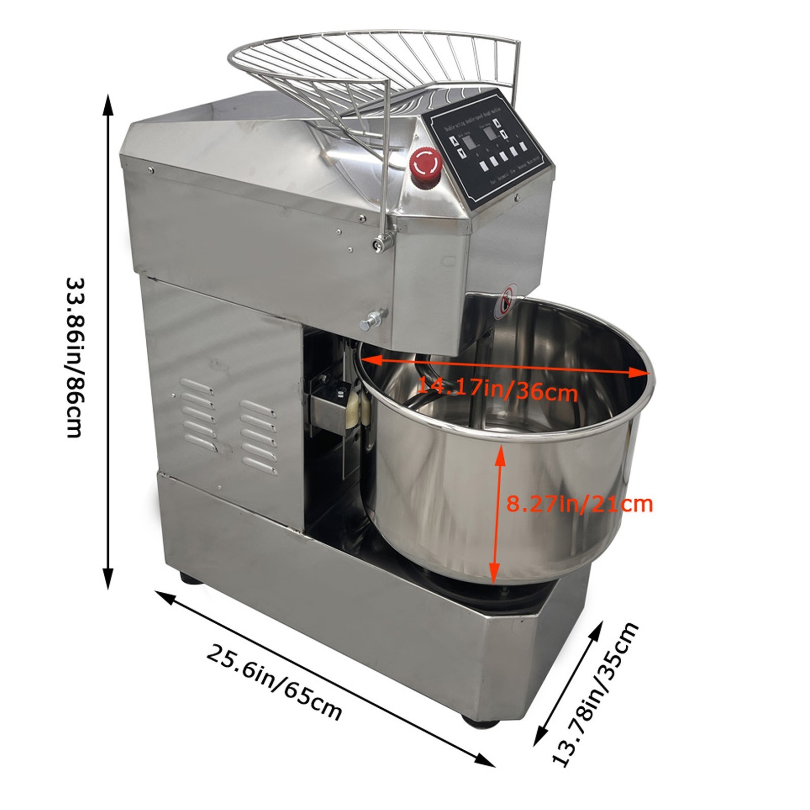20L Dual Speed Dual Action Dough Mixer 110V Spiral Mixer Speed Time Adjustable