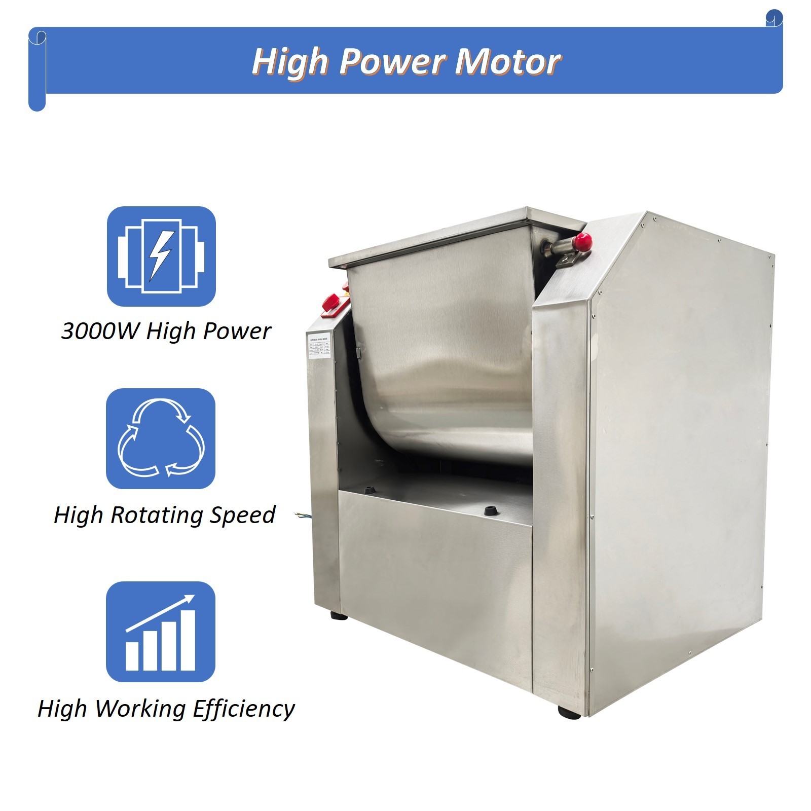 110V 110 lbs/50 KG Commercial Dough Mixer Machine Electric Flour Mixer with Bowl