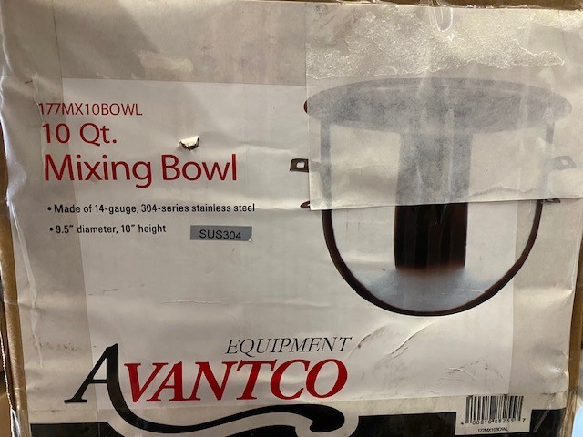 Avantco 177MX10BOWL 10 Qt. 304 Stainless Steel Mixing Bowl
