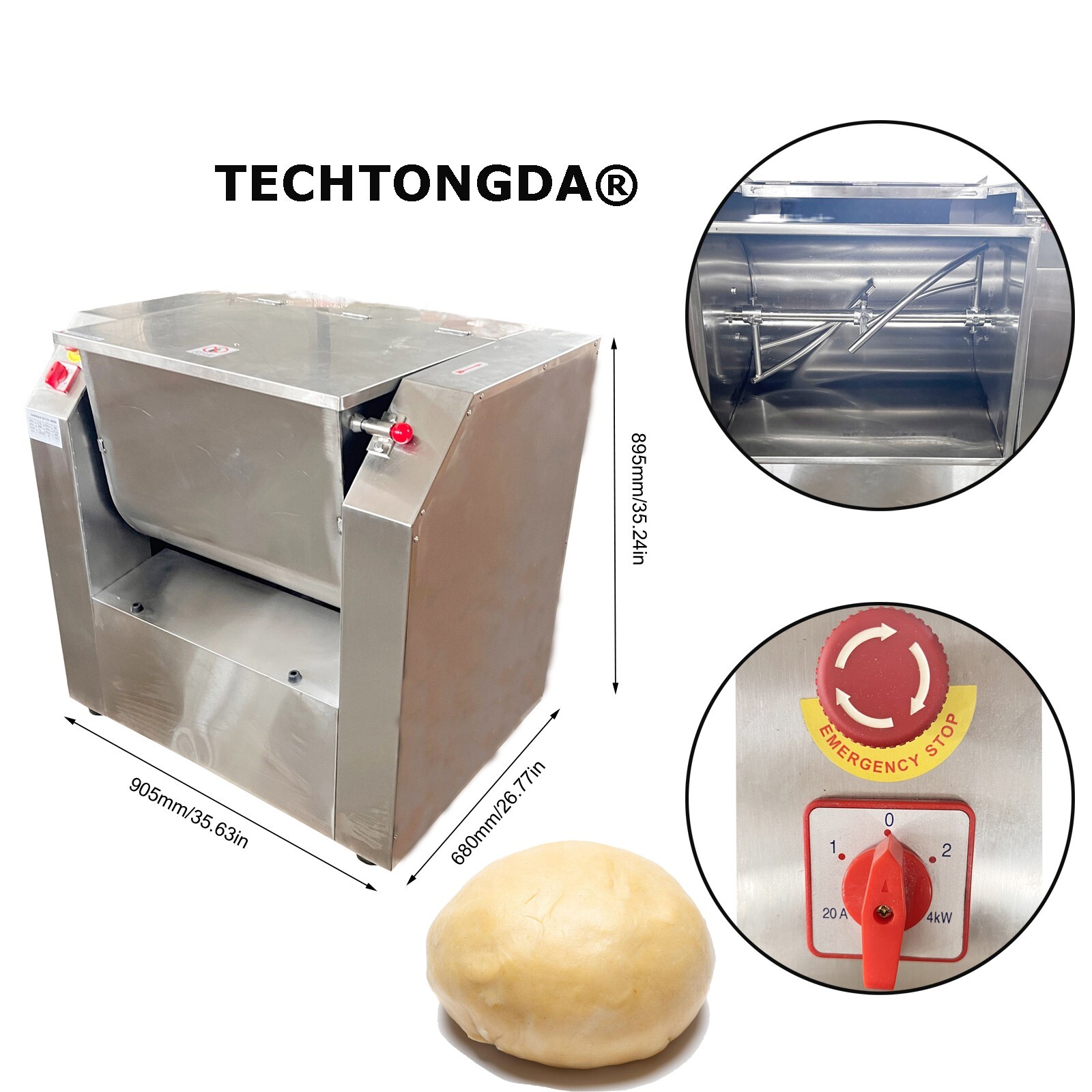 110V 100QT Commercial Dough Mixer Spiral Floor Mixing Dough Kneading Machine