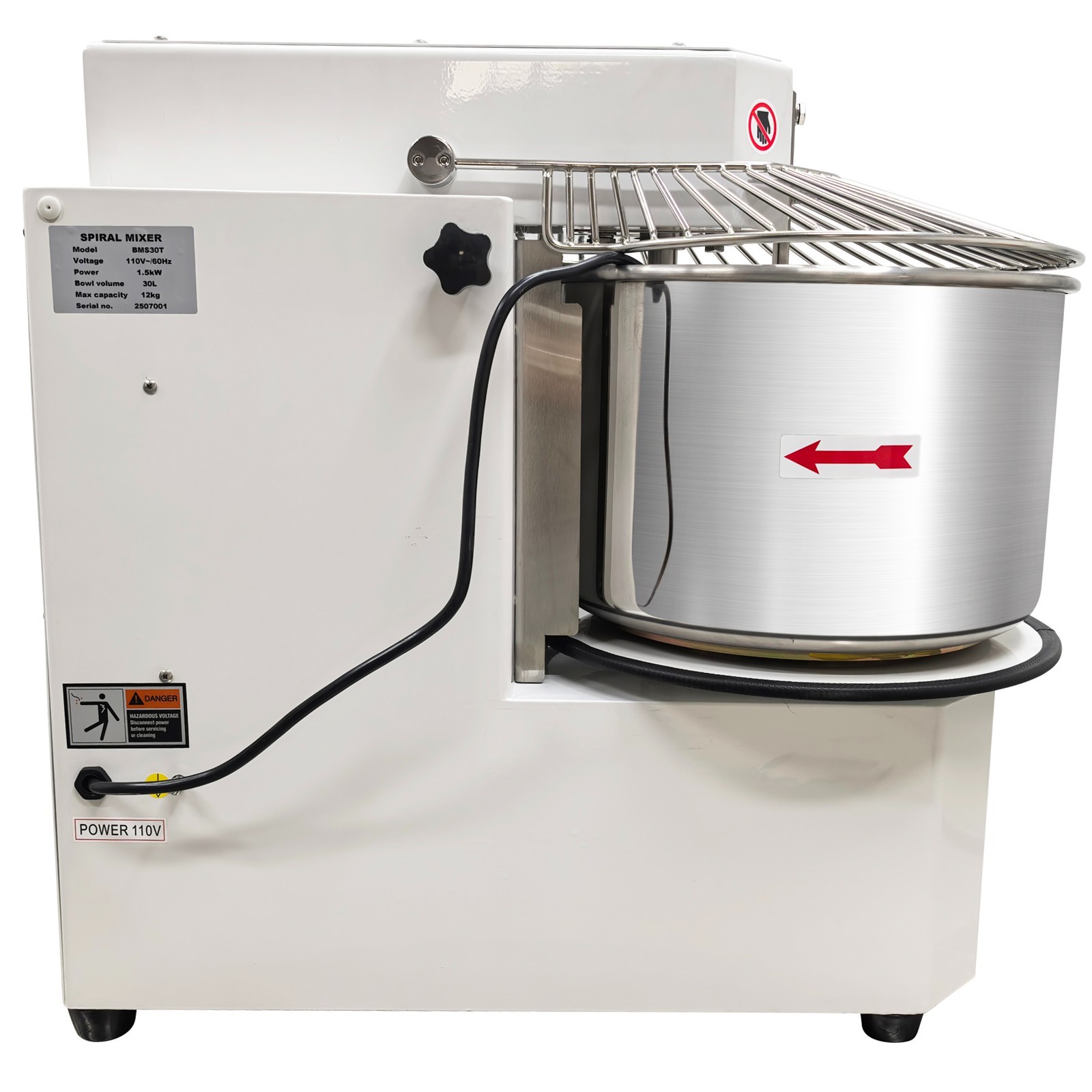 110V 20L Commercial Dough Mixer Spiral Stand Mixer, Dual Speed & Dual Action