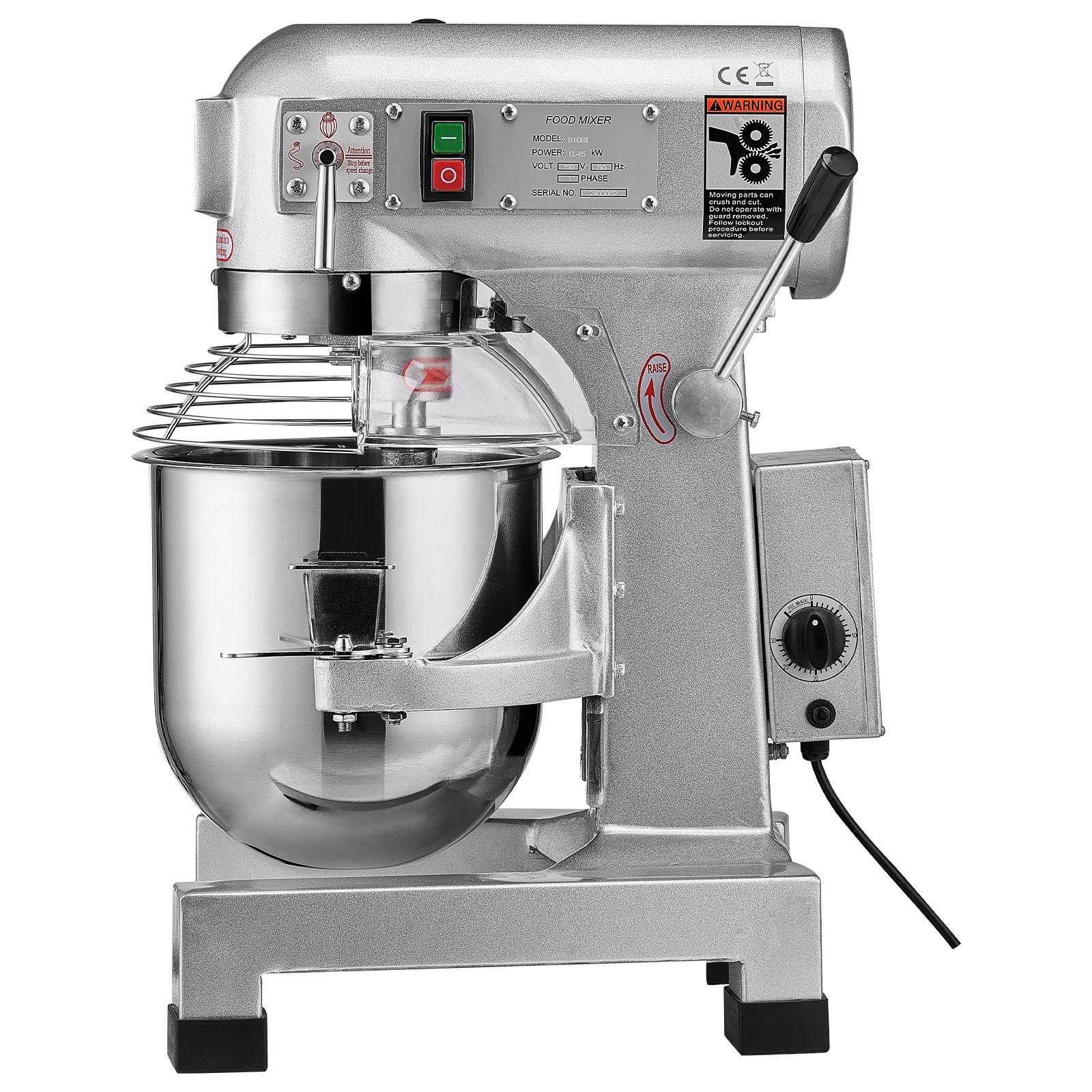 VEVOR 10/15/20/30 QT Commercial Food Mixer 3-Speed Stand Electric Dough Mixer