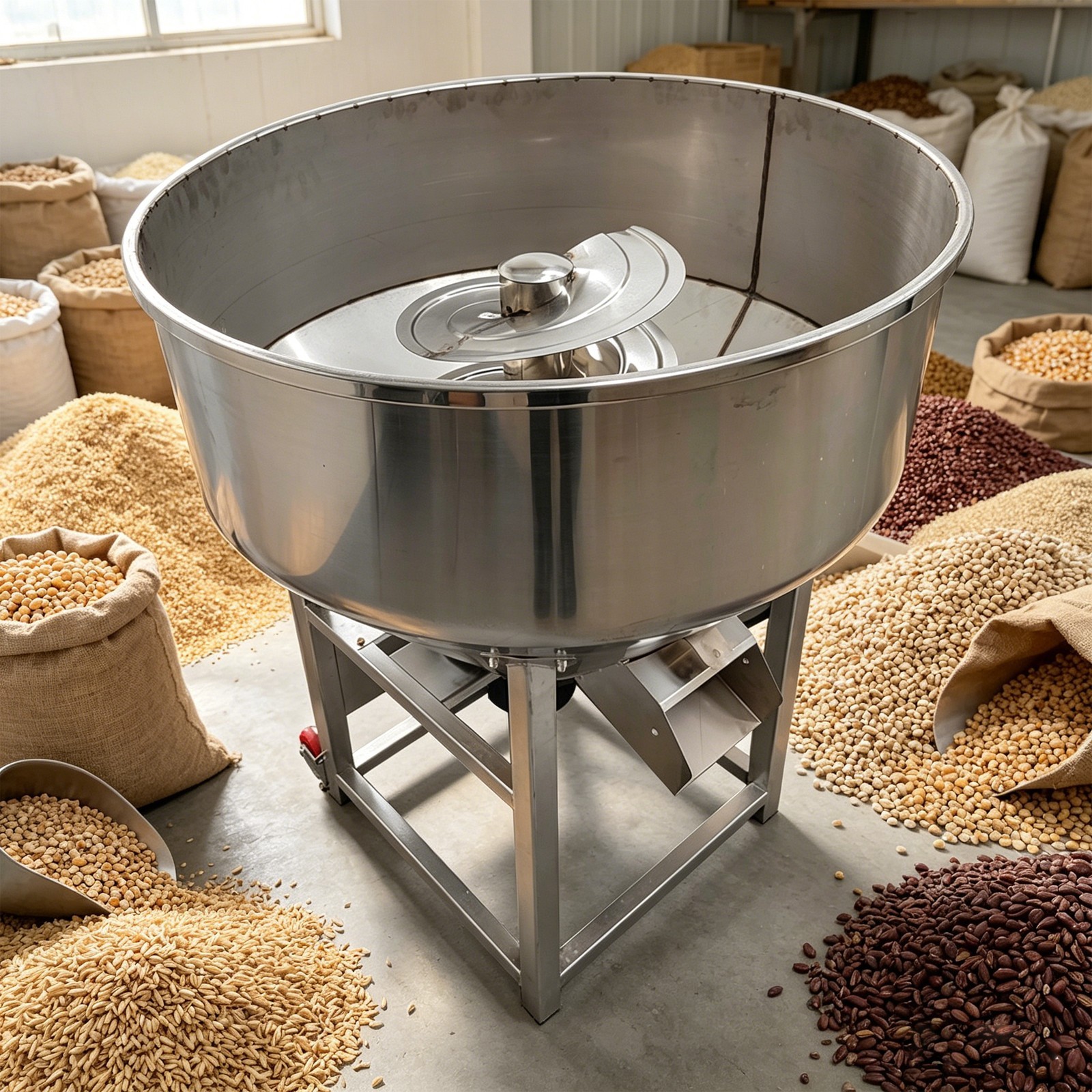 440lbs Vertical Feed Mixer Drum Blender Stainless Steel 220V Dry Wet Grain Seed