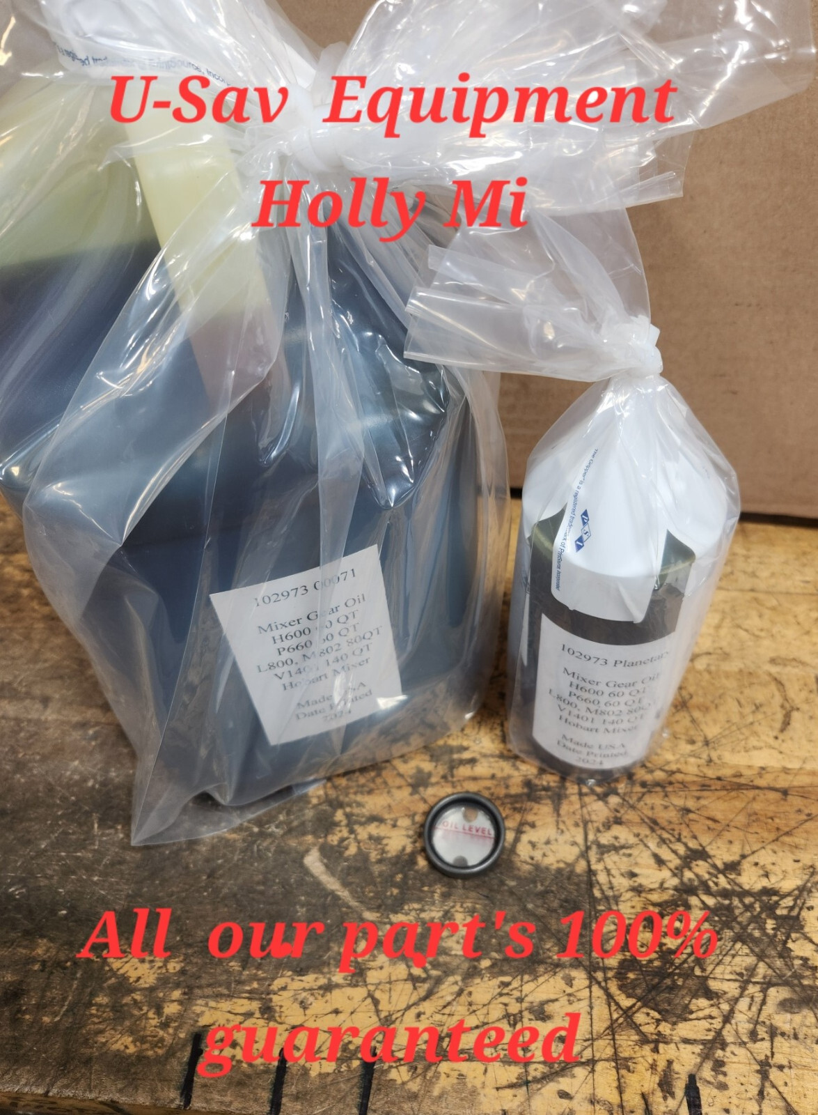 Hobart Mixer Gear Box Heavy Duty Oil 1 Gal + 12 oz Planetary Oil + Oil window
