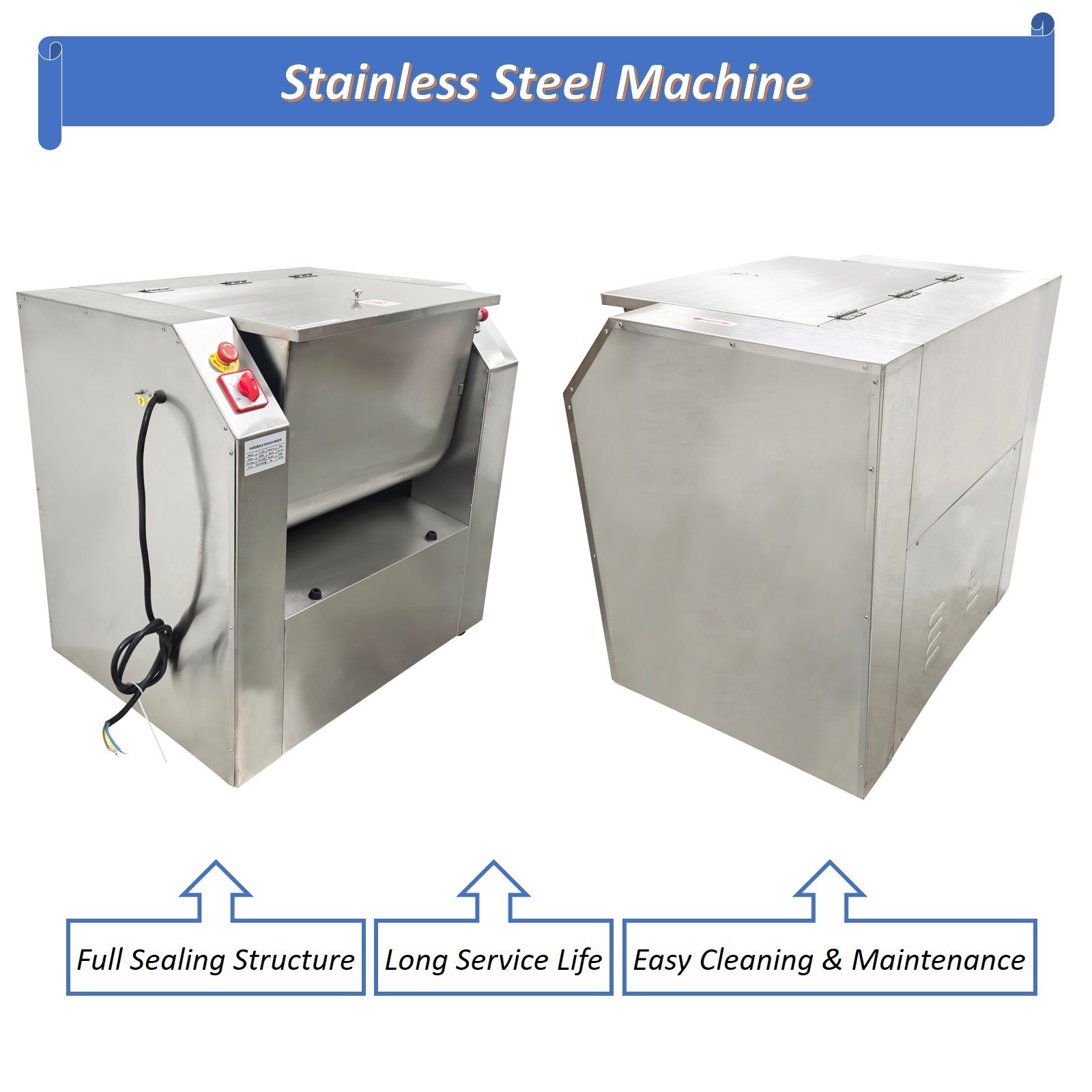 50 KG Commercial Dough Mixer Machine Electric Flour Mixer w/ Bowl Restaurant