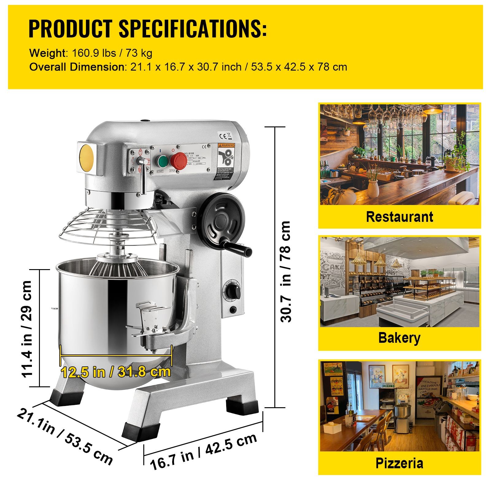 Commercial Food Mixer, 20Qt Commercial Mixer with Timing Function