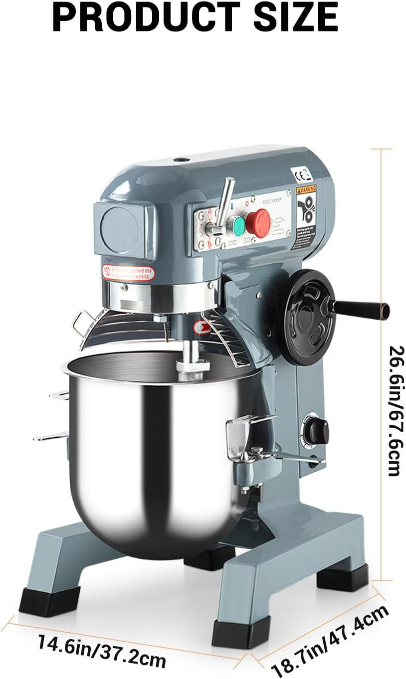 15Qt Heavy Duty Commercial Food Mixer with 3 Speeds & Timer for Bakeries