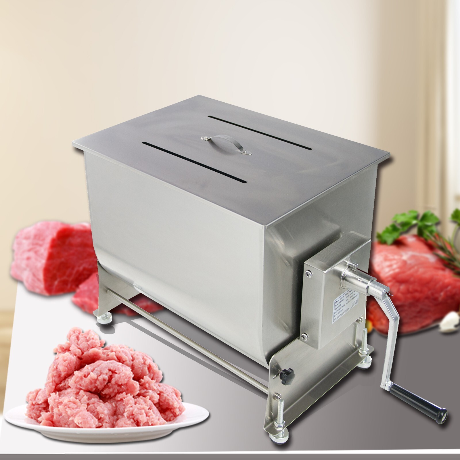 Clivia Tilt Tank Meat Mixer 30LB 15L Manual Food Sausage Mixing Stainless Steel