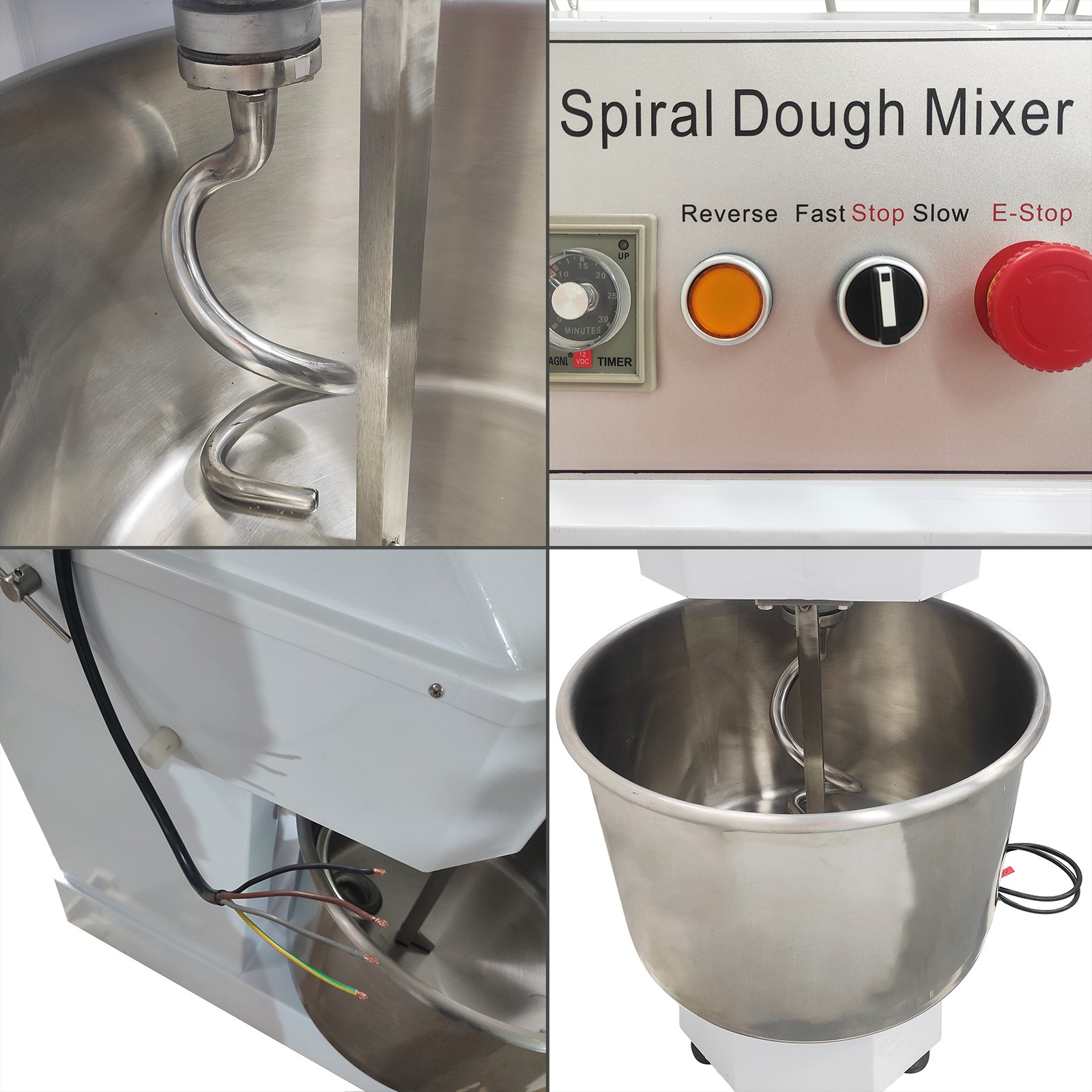60L Silent Commercial Dual-Speed Dough Mixer w Dual-Action Arm & Bowl Rotation
