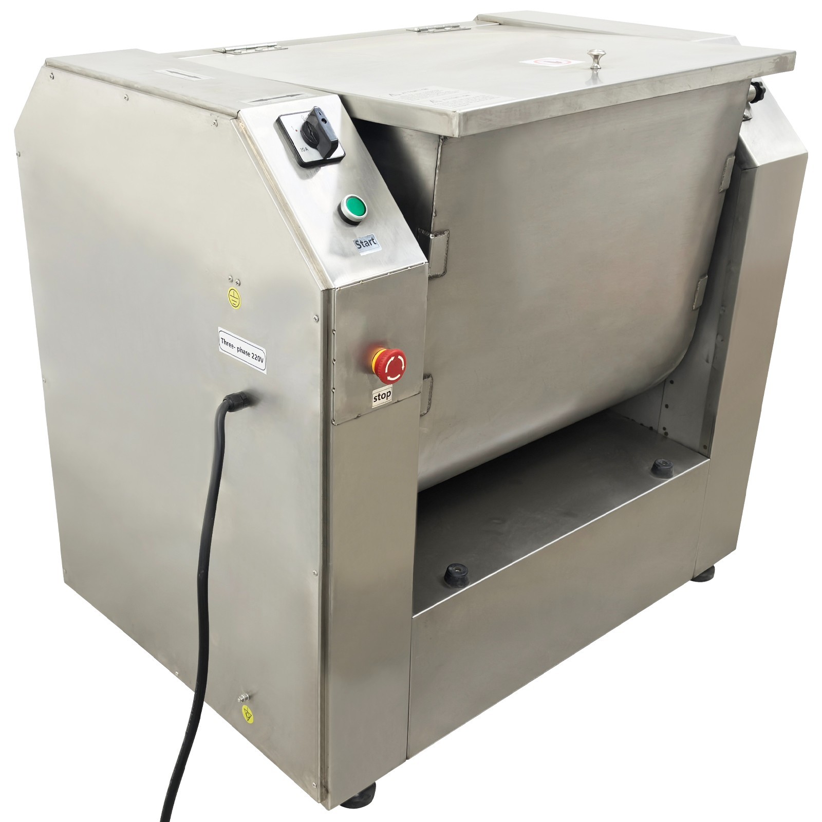 220V Commercial 75kg Heavy Duty Dough Mixer with Emergency Stop 3-Phase Dough Kn
