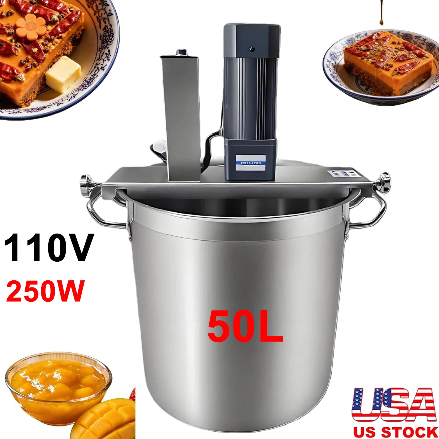250W Automatic Food Mixer 110V Hot Pot Bottom Soup Stirrer Cooking Machine 15.7″