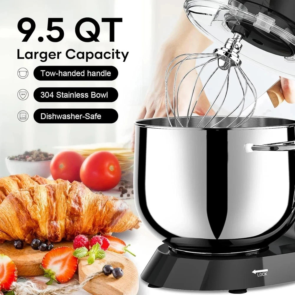 9.5 Qt Stand Mixer, 10-Speed Tilt-Head Food Mixer, Vezzio 660W Kitchen Electric