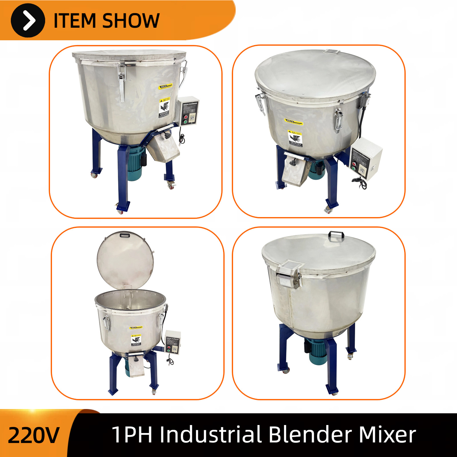 Industrial Plastic Pellet Mixer 220V 1PH Vertical Blender for Plastic Processing
