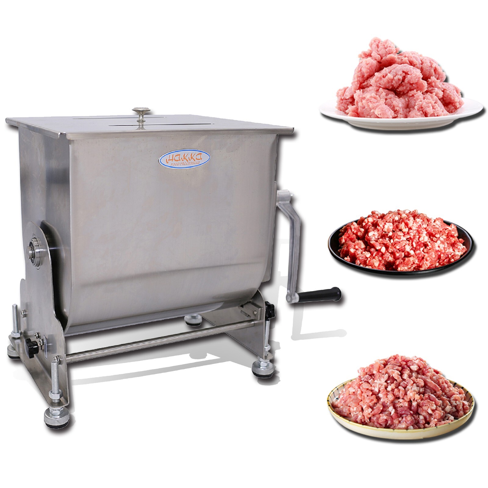 Hakka 30lbs 15 Liter Capacity Tilt Tank Manual Meat Mixers Countertop Machine