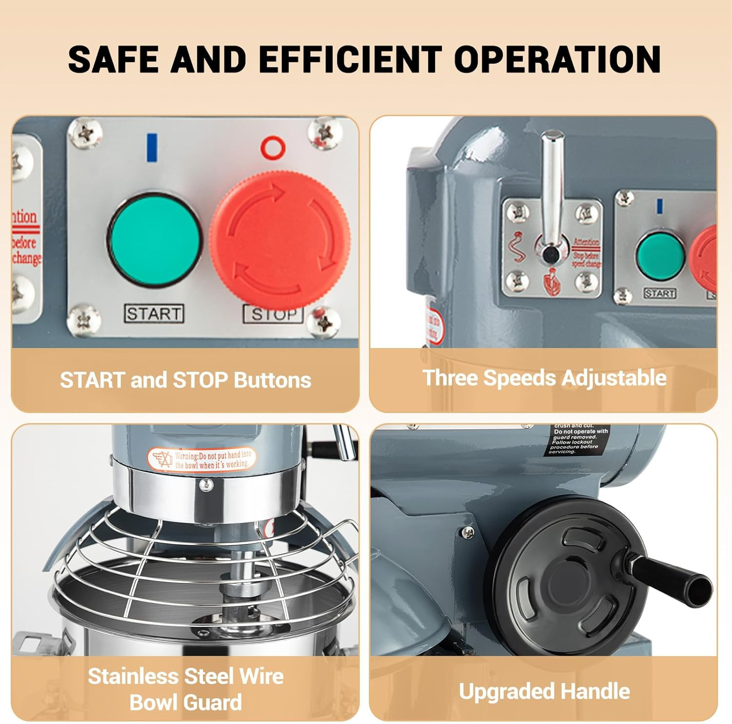 15Qt Heavy Duty Commercial Food Mixer with 3 Speeds & Timer for Bakeries