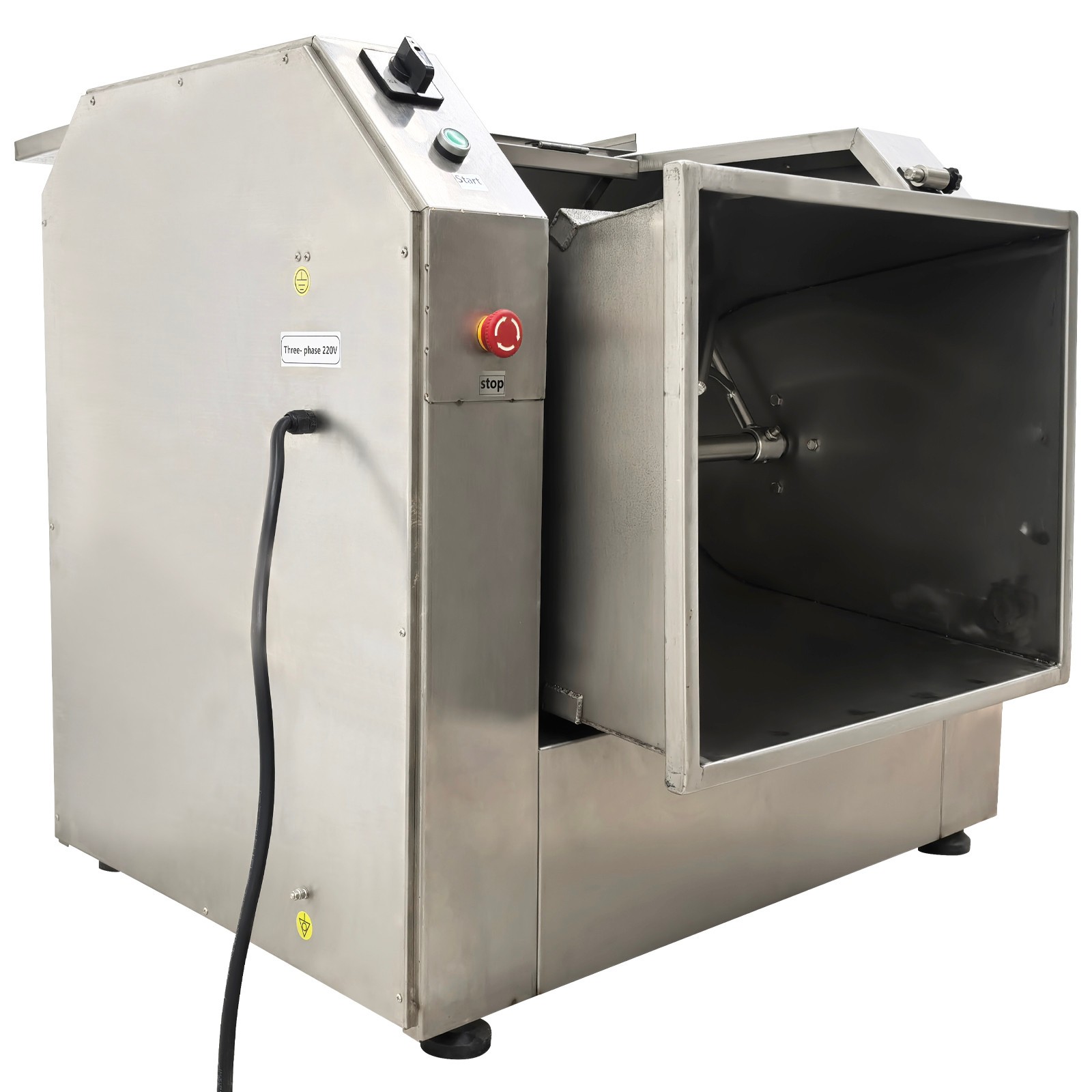 75L Industrial Dough Mixer, 220V 3-Phase, 110.23lb Dry Flour, Auto-Stop Lid, 90°