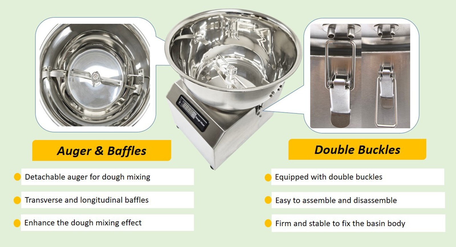 110V 5 KG Stainless Steel Dough Mixer Machine Mix Flour Mix Meat and Vegetables