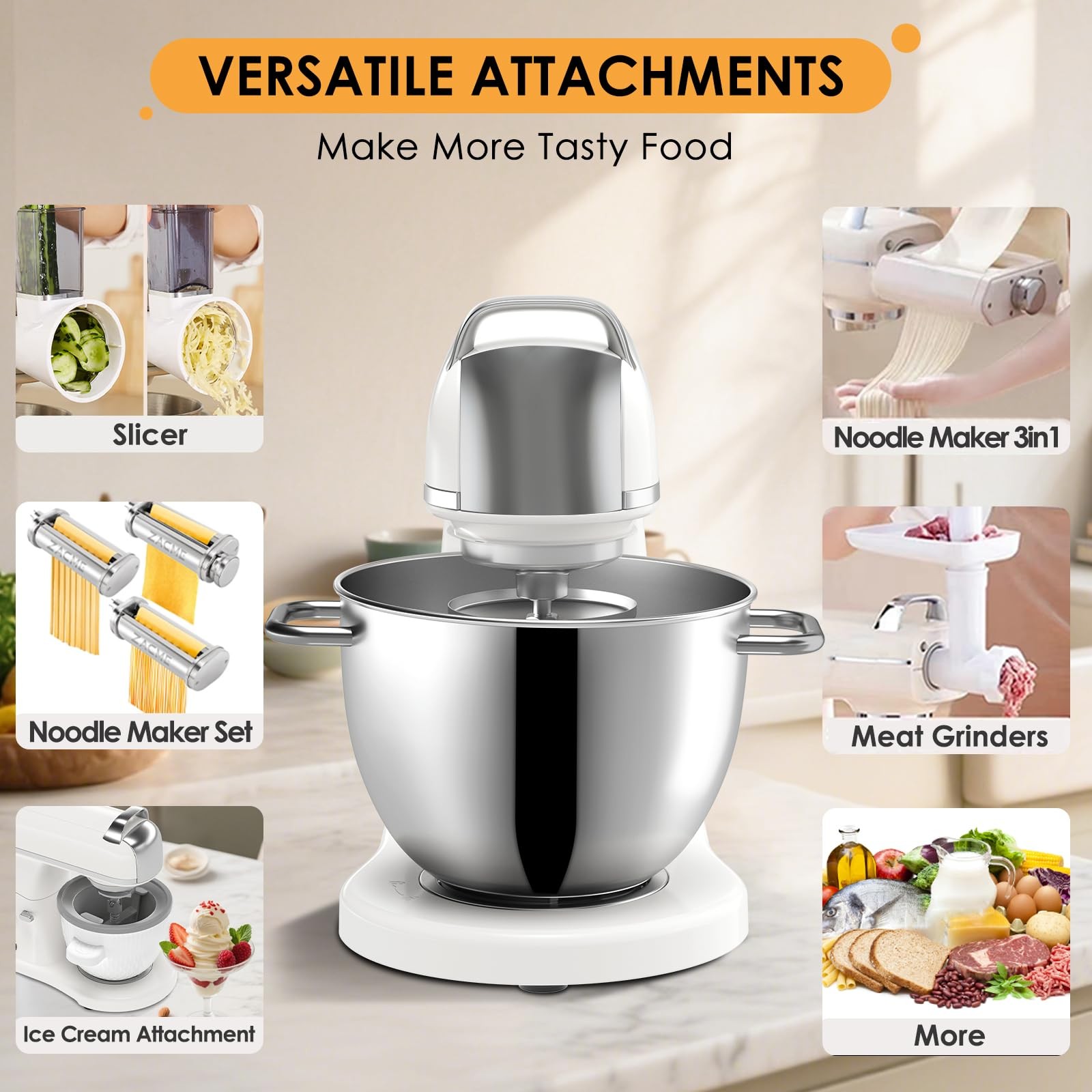 ZACME 8.4QT Commercial Stand Mixer 800W with Aluminum Die Casting Meets the