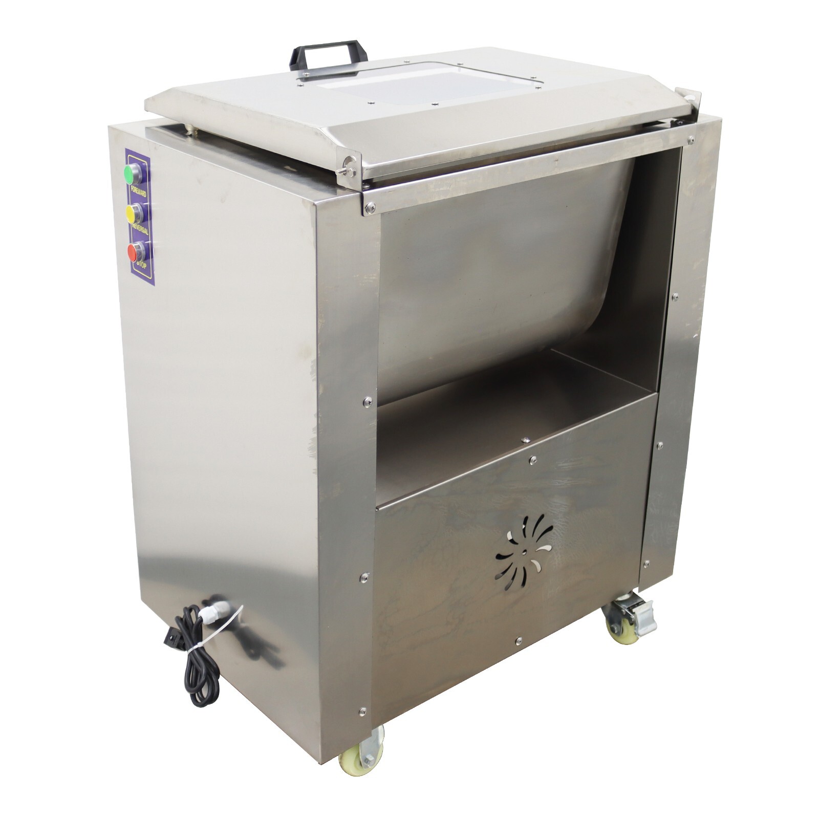 110V 50L Commercial Electric Meat Mixer w/Wheel Stainless Food Blender 70r/min
