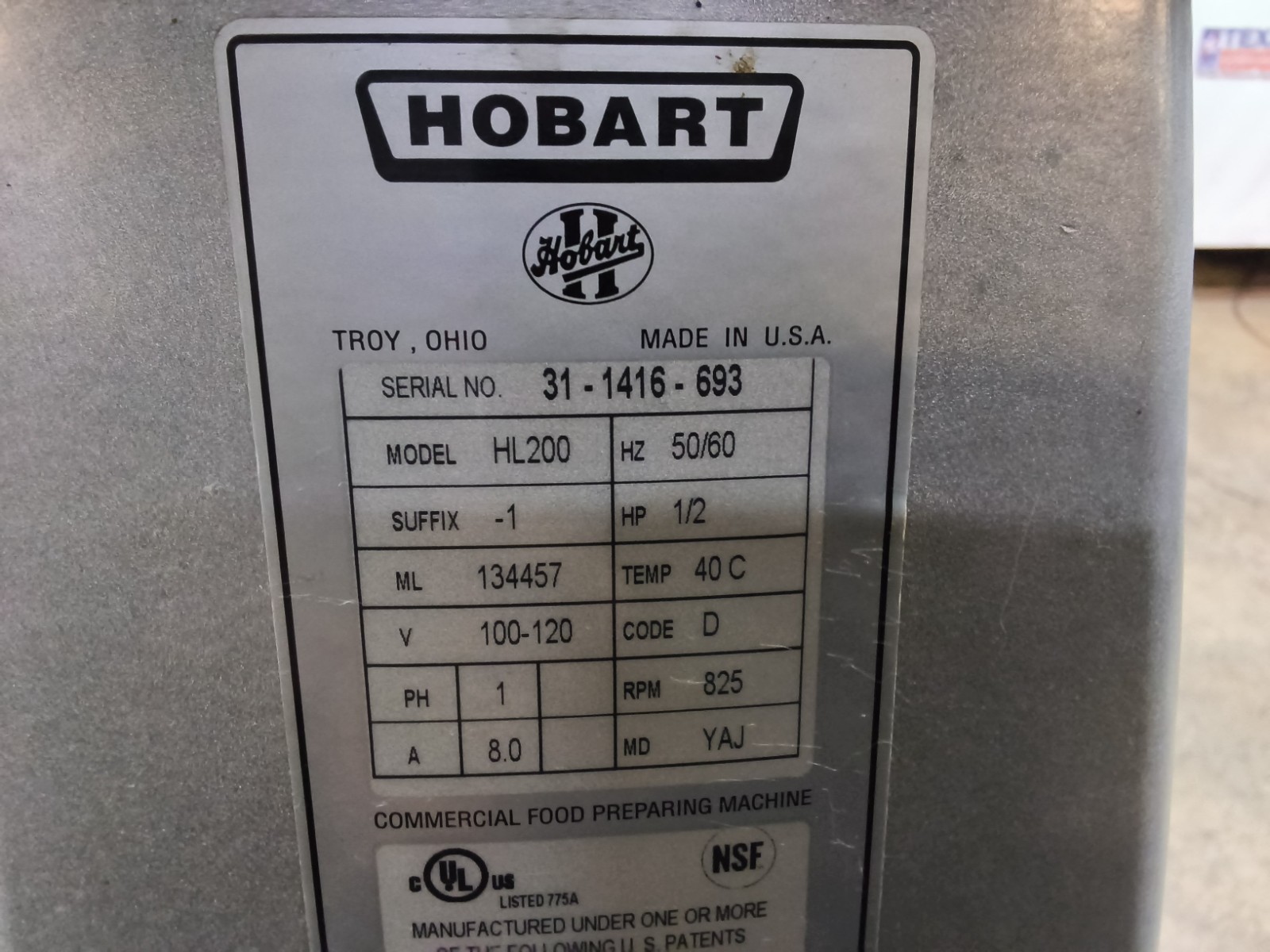 Hobart Legacy HL200 commercial Countertop 20 Quart Dough Mixer with bowl & hook