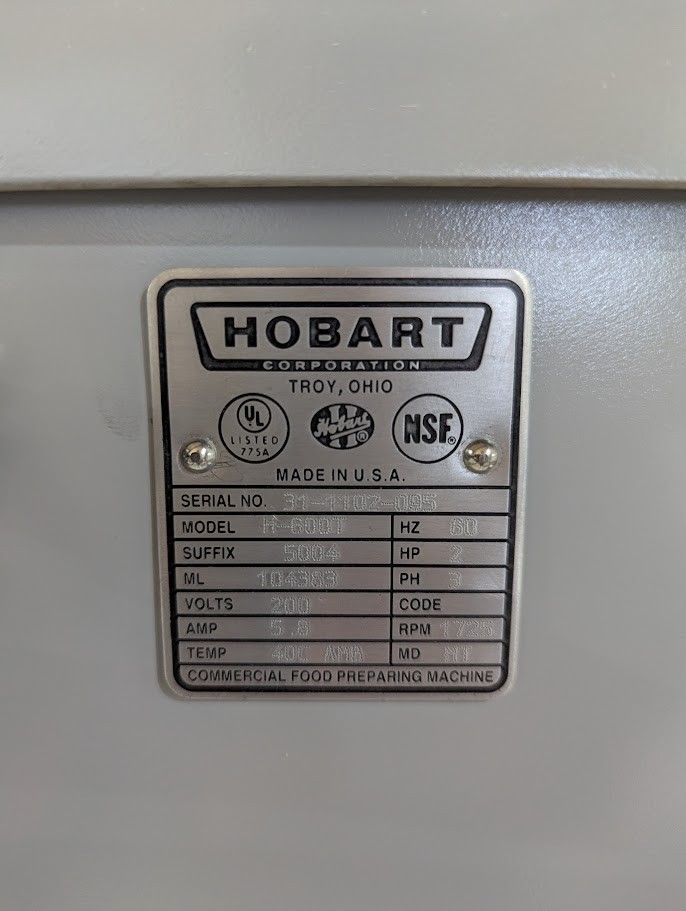 Hobart H600-T 60 Qt. Mixer w/Guard, Attachments, 2HP, 3PH – Rebuilt w/Warranty!