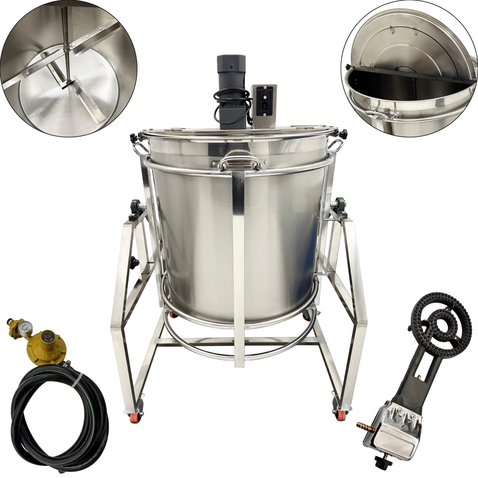 110V 98L Stainless Steel Food Mixer Hand Tilt Natural Gas Electric Stirring Pot