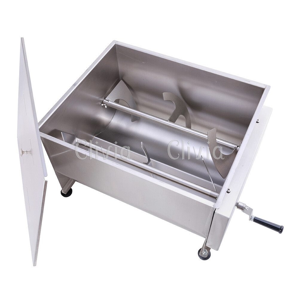 Clivia 45 lb Double Axis Meat Mixer Stainless Steel Manual Sausage Filling Mixer