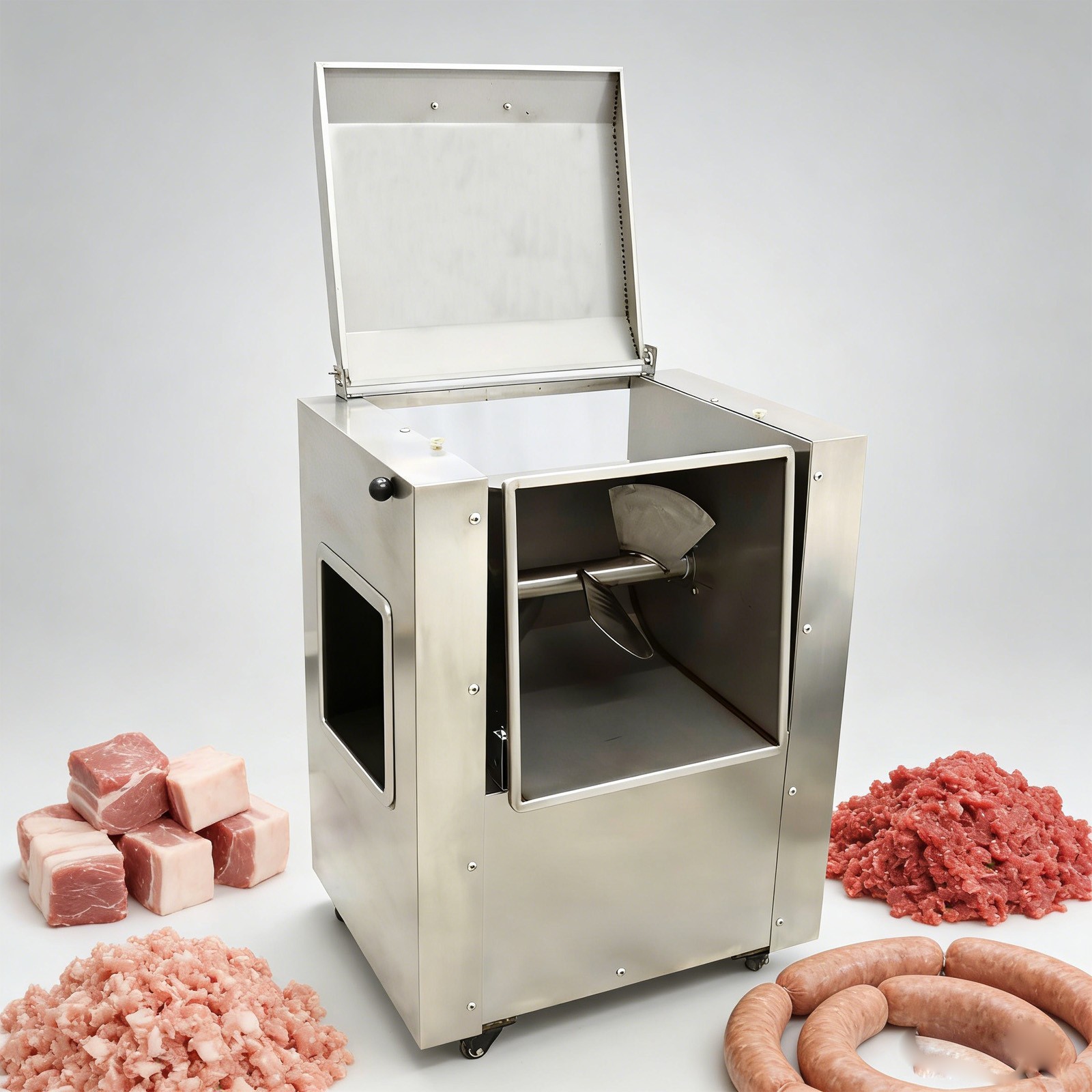110V 40L Commercial Meat Mixer Stainless 70RPM for Sausage& Pet Food Processing