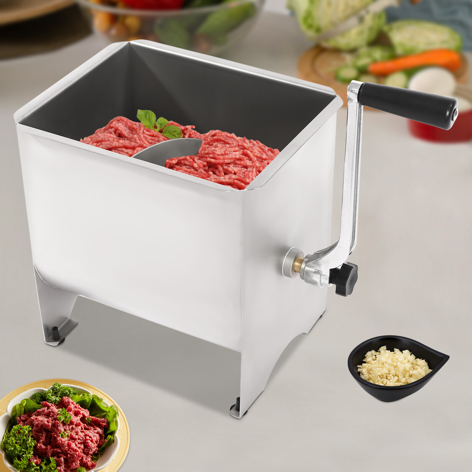 20LB Manual Meat Mixer Hand Meat Sausage Mixer Machine Stainless Steel W/Handle