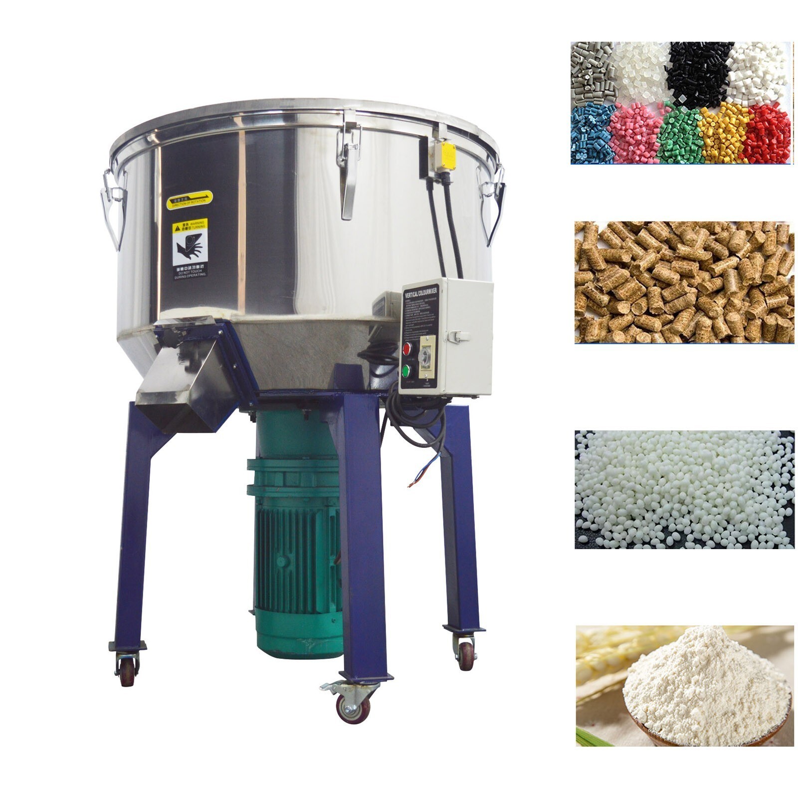 Industrial Plastic Particle Blender Vertical Color Granule Stirrer Mixer 330LBS