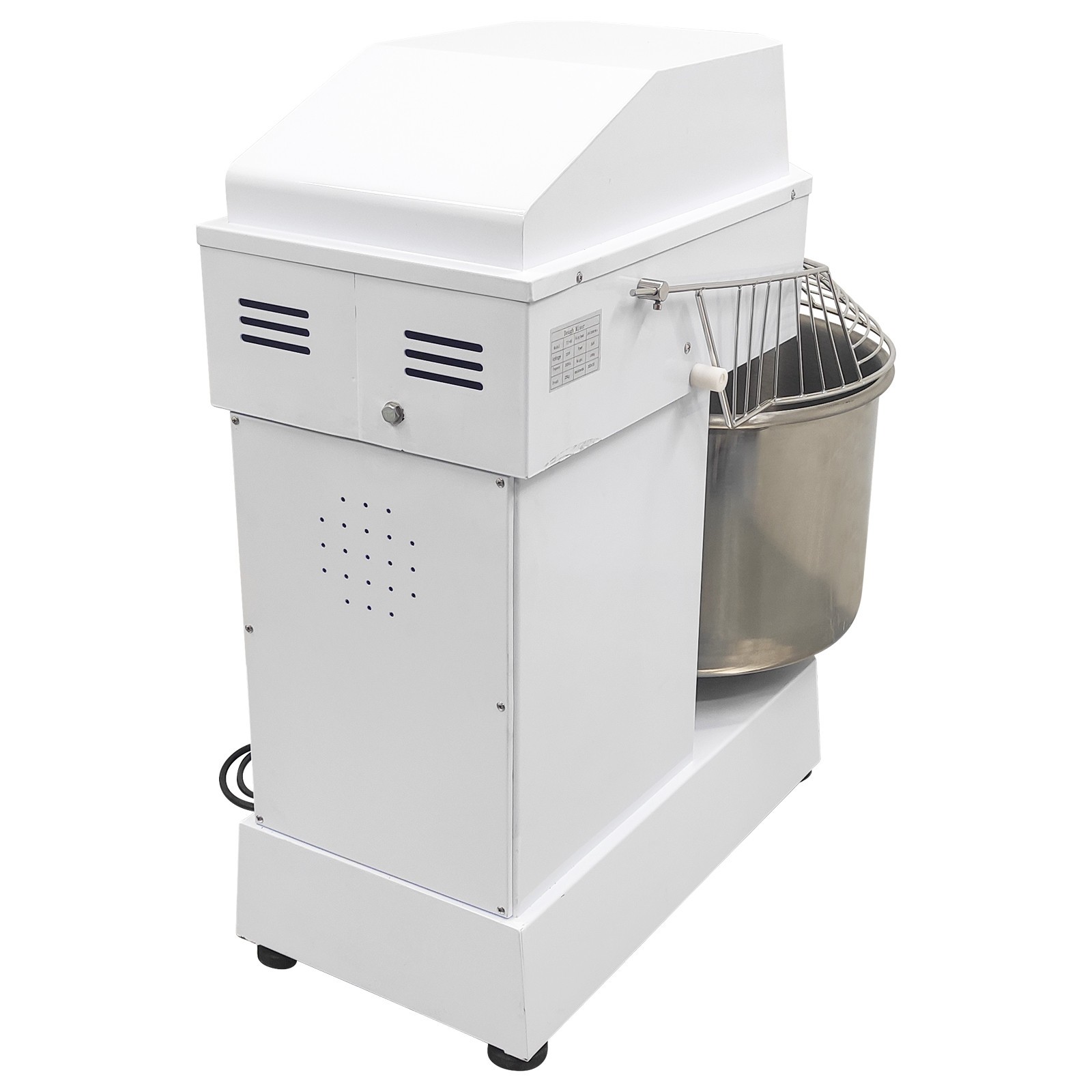 60L Silent Commercial Dual-Speed Dough Mixer w Dual-Action Arm & Bowl Rotation